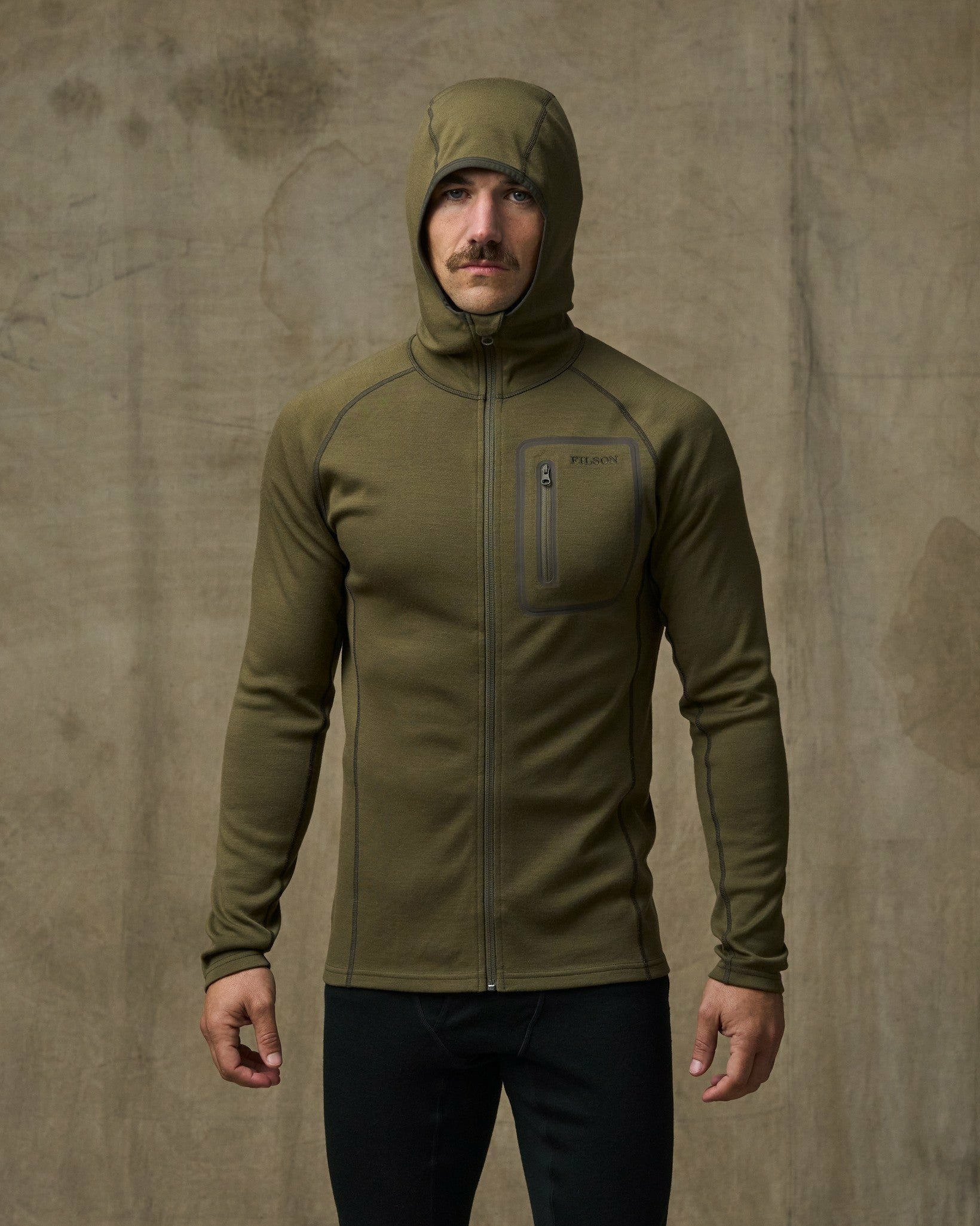 Filson Men 400g Merino Wool Hoodie - Dark Olive
