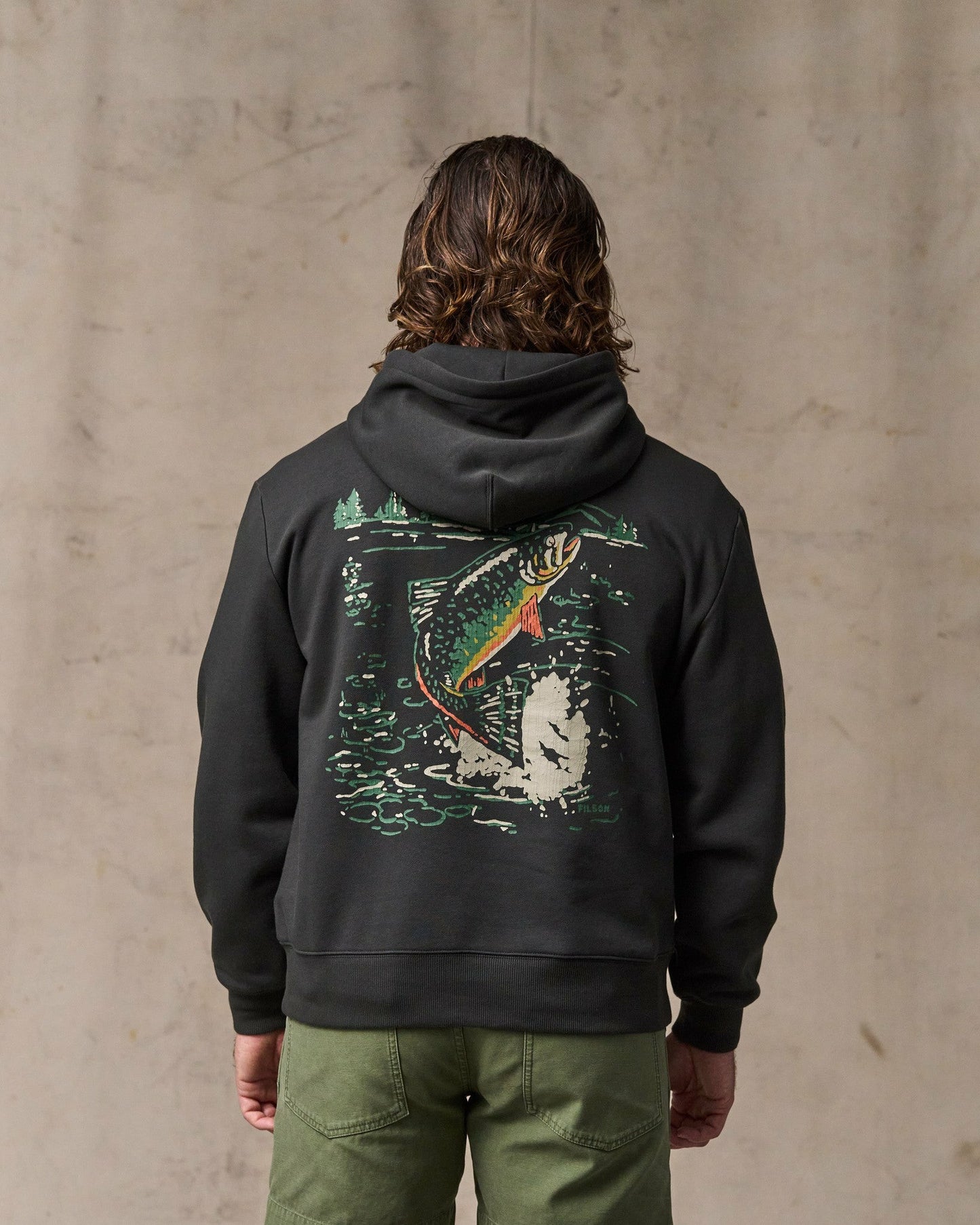 Filson Men Trout Graphic Hoodie - Faded Black