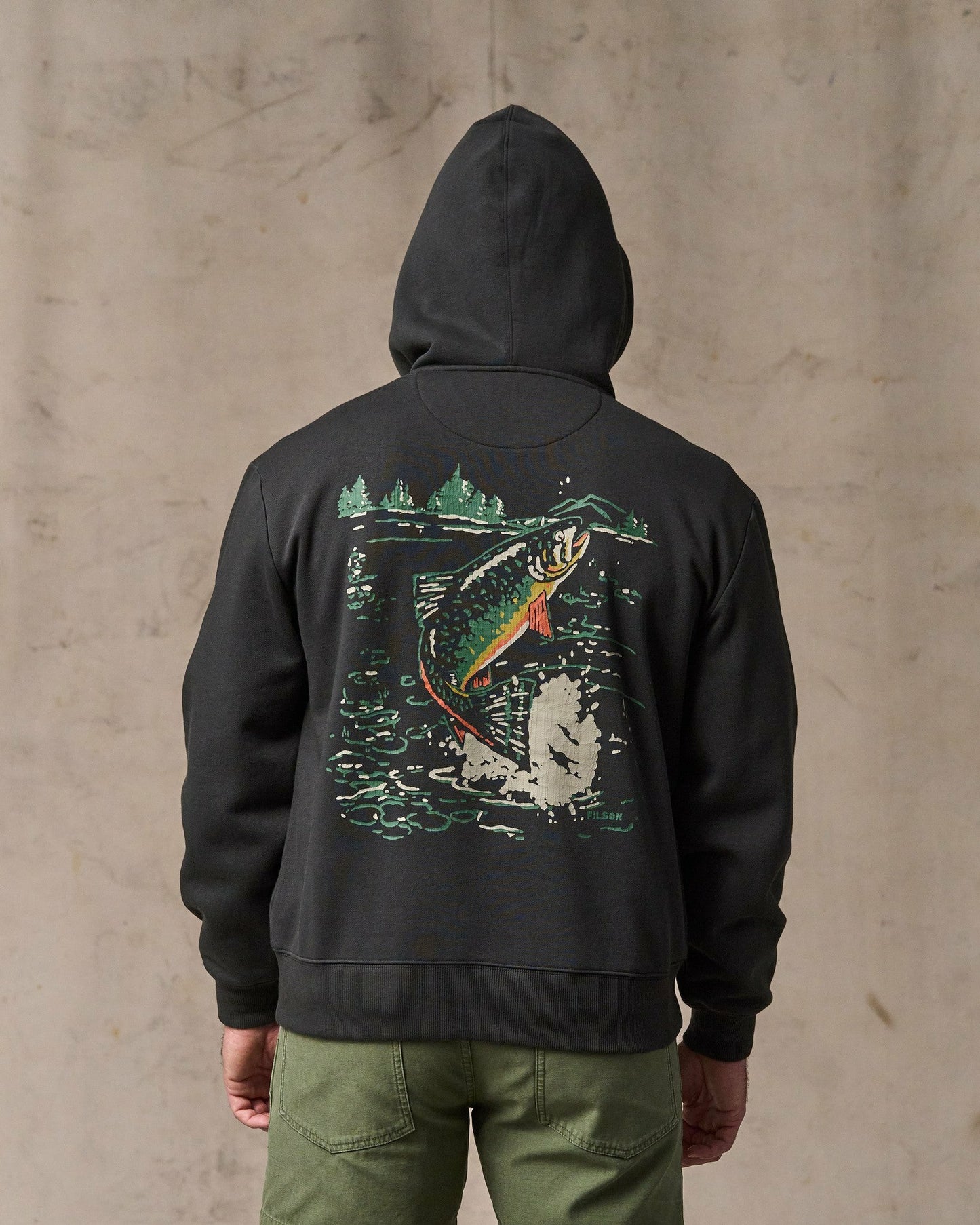 Filson Men Trout Graphic Hoodie - Faded Black