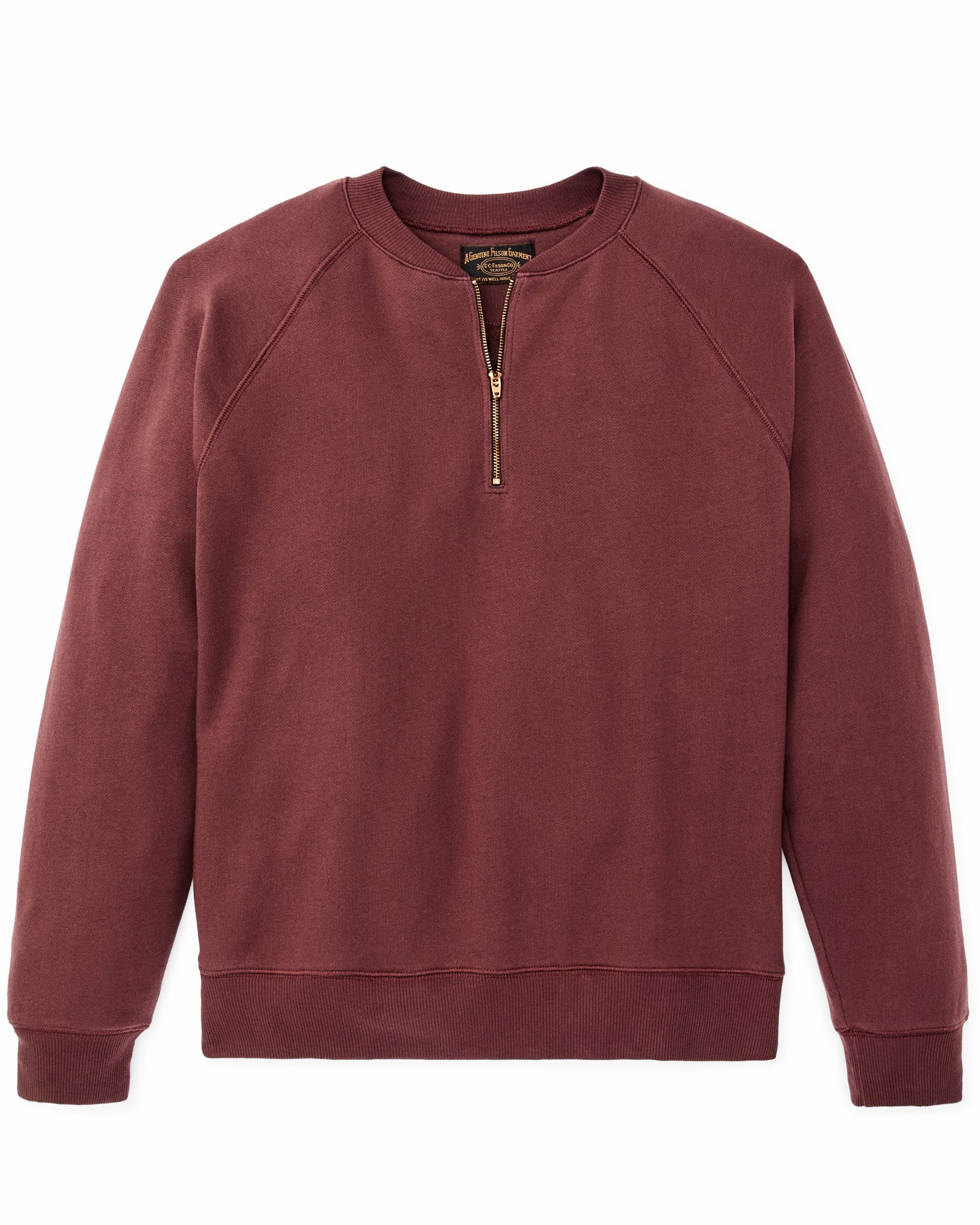 Filson Men Quarter-zip Terry Sweatshirt - Wine