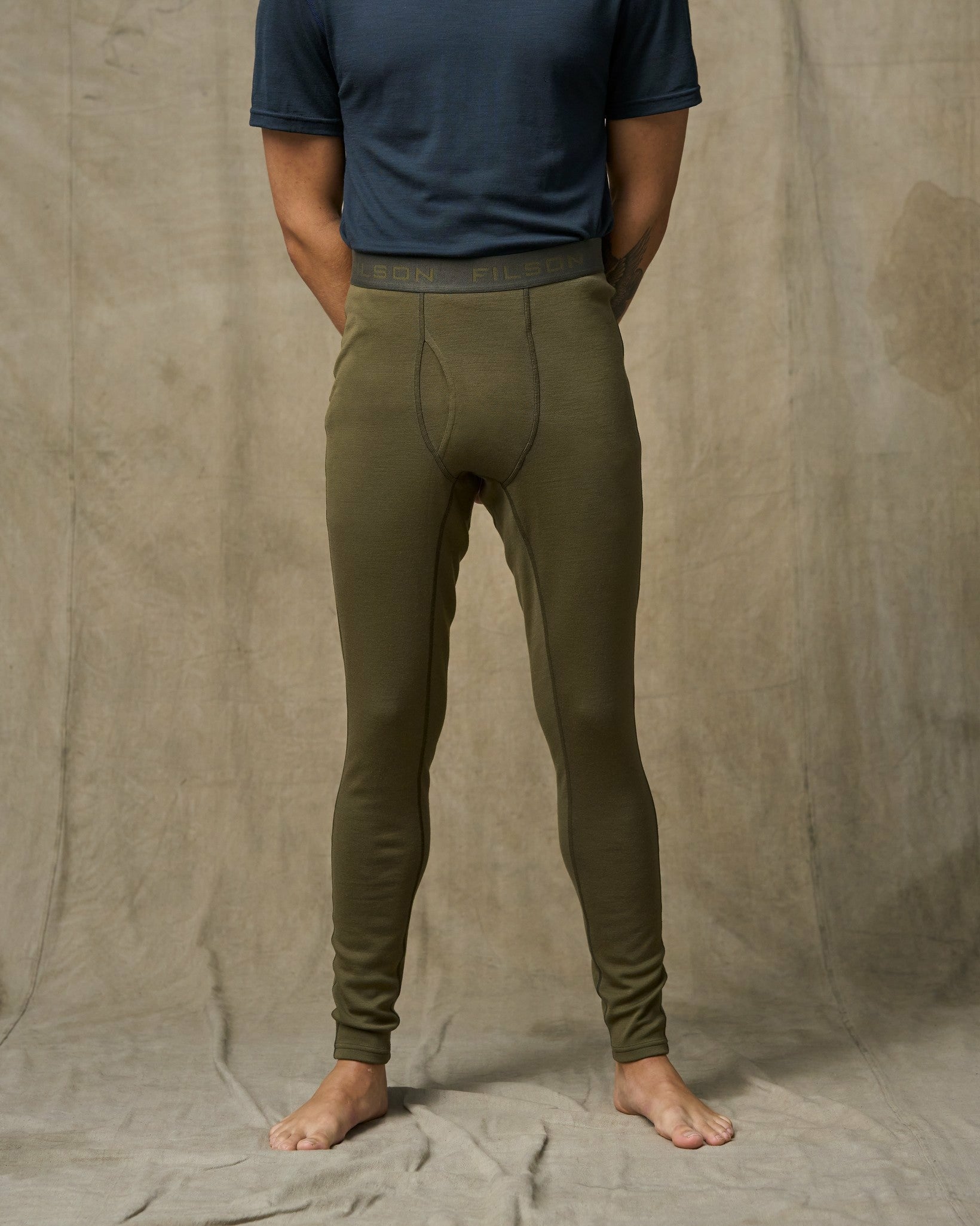 Filson Men 400g Merino Wool Bottoms - Dark Olive
