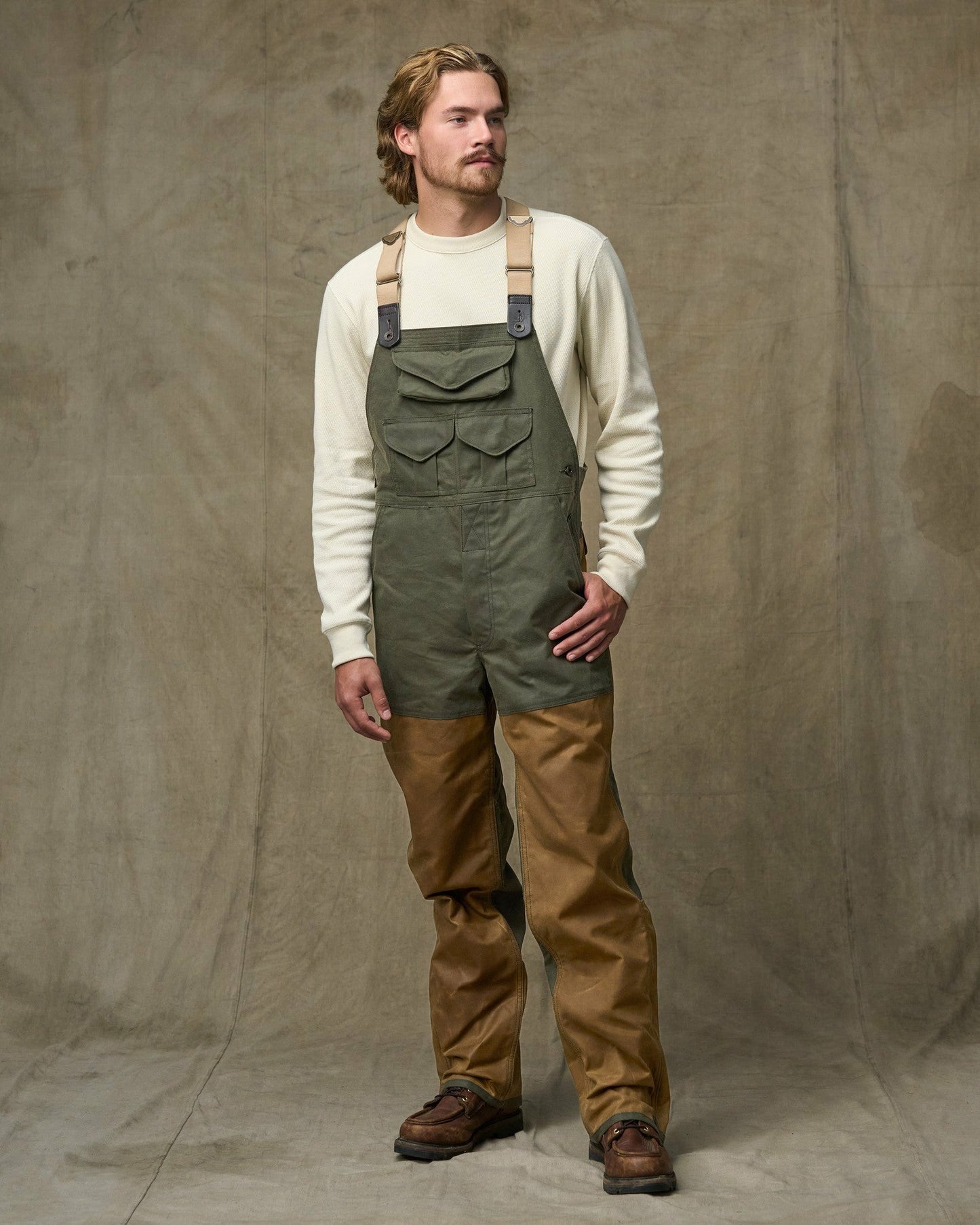 Filson Men Tin Cloth Double Hunting Bibs with Zipper