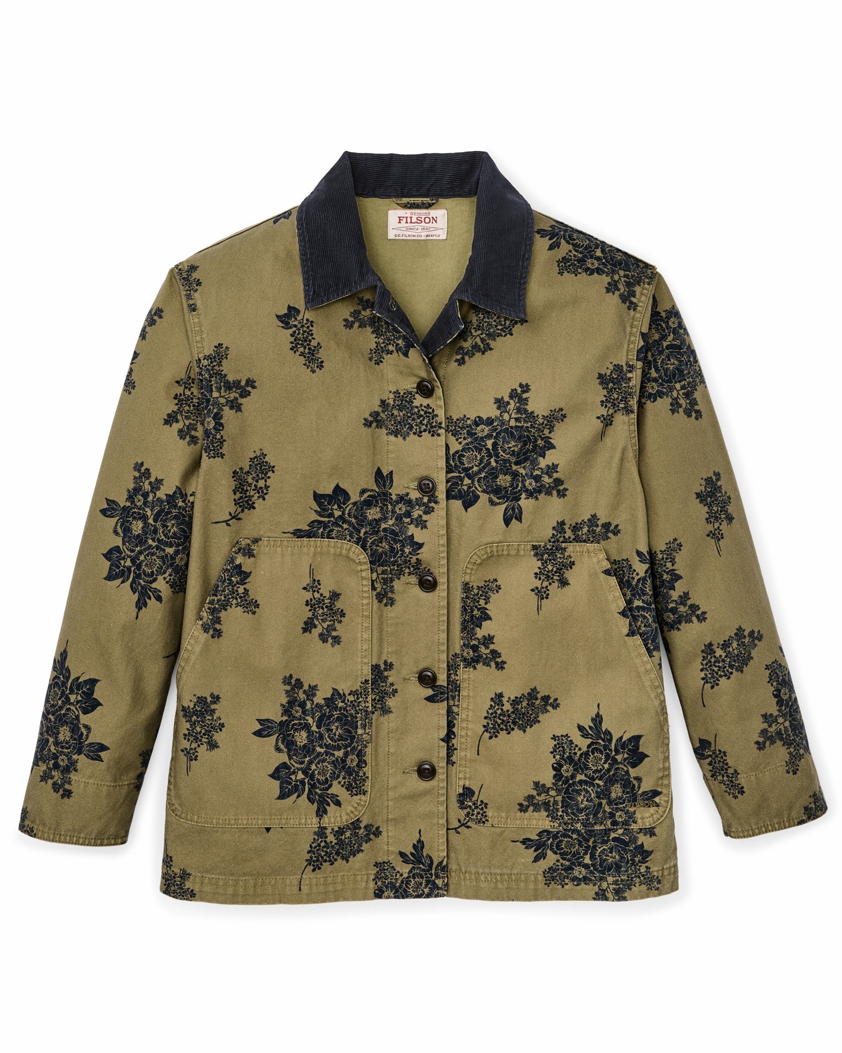 Filson Women Women's Canvas Barn Coat - Olive / Floral Print