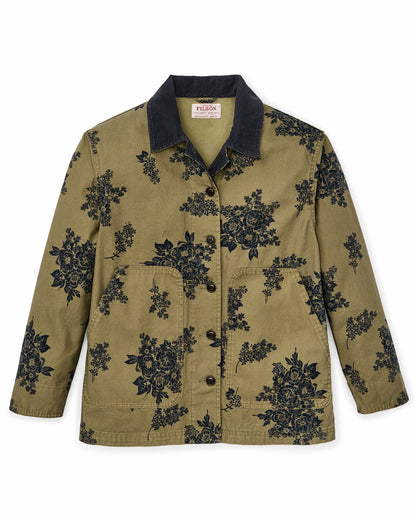 Filson Women Women's Canvas Barn Coat - Olive / Floral Print