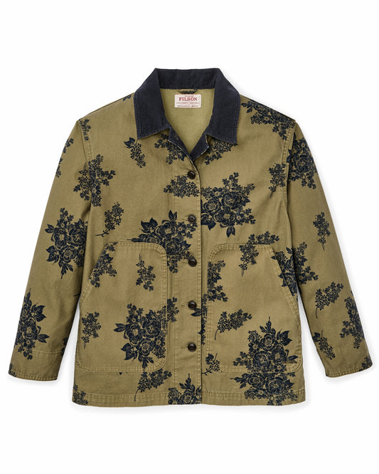 Filson Women Women's Canvas Barn Coat - Olive / Floral Print