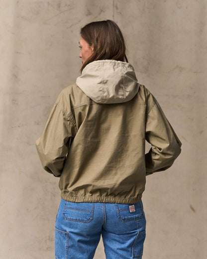 Filson Women Women's Dry Wax Hooded Popover - Khaki / Quail Tan