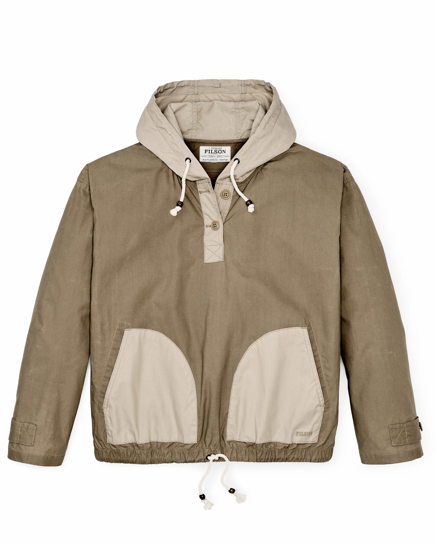 Filson Women Women's Dry Wax Hooded Popover - Khaki / Quail Tan