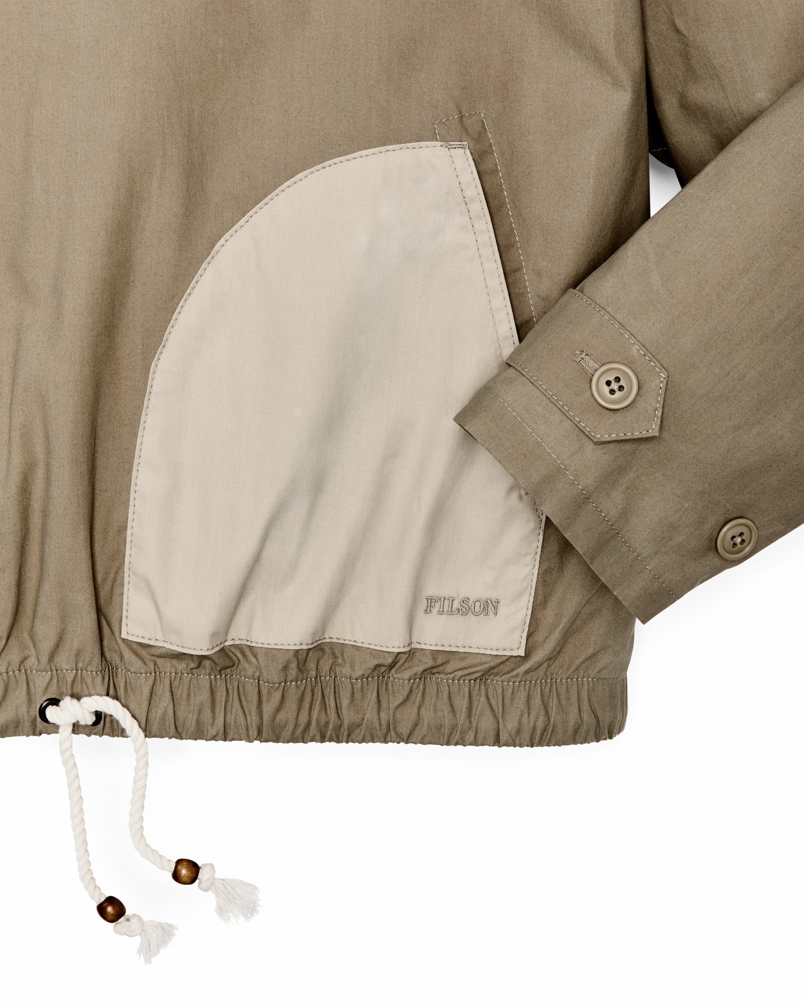 Filson Women Women's Dry Wax Hooded Popover - Khaki / Quail Tan