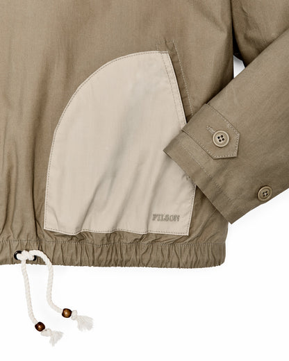 Filson Women Women's Dry Wax Hooded Popover - Khaki / Quail Tan