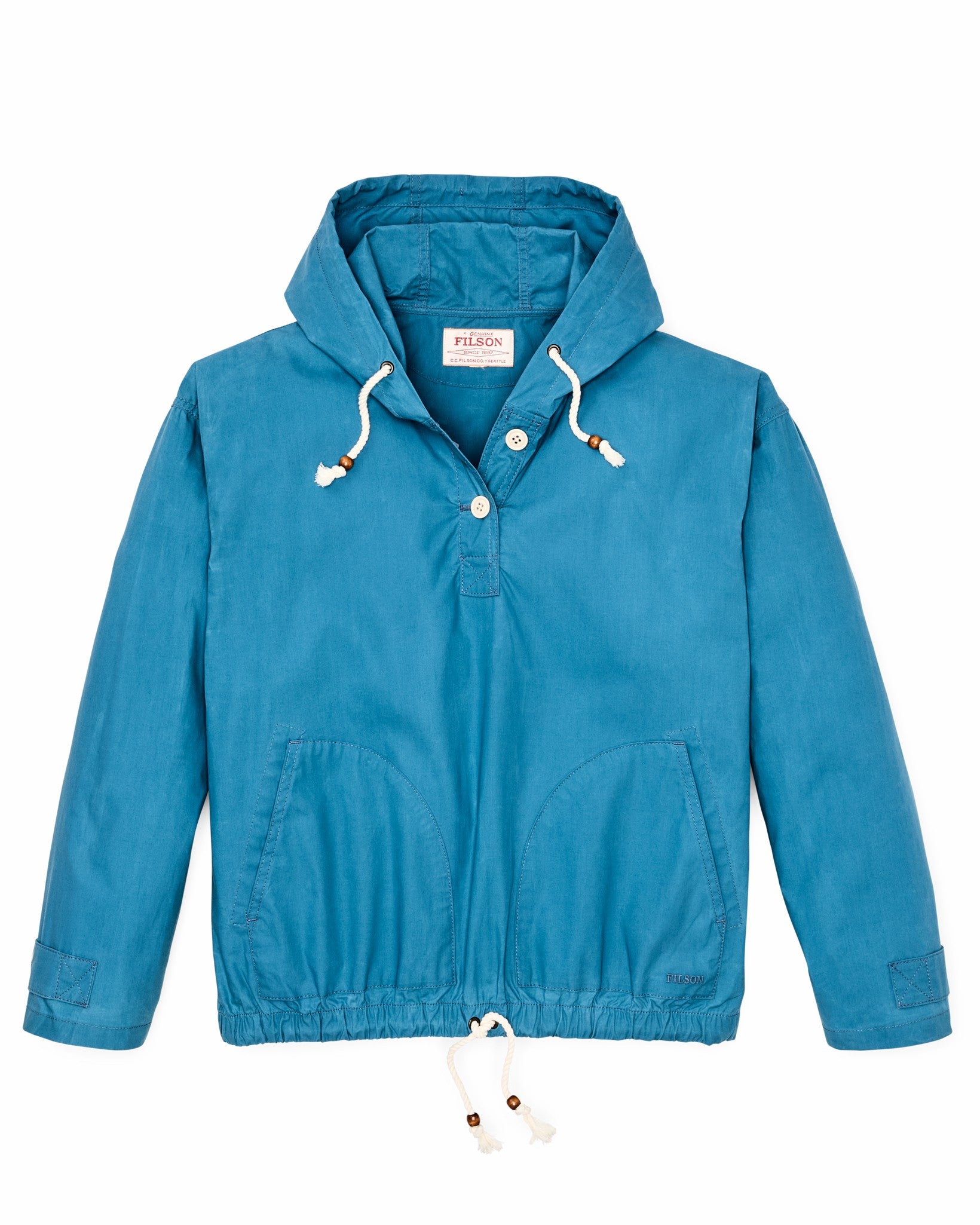 Filson Women Women's Dry Wax Hooded Popover - Marine Blue