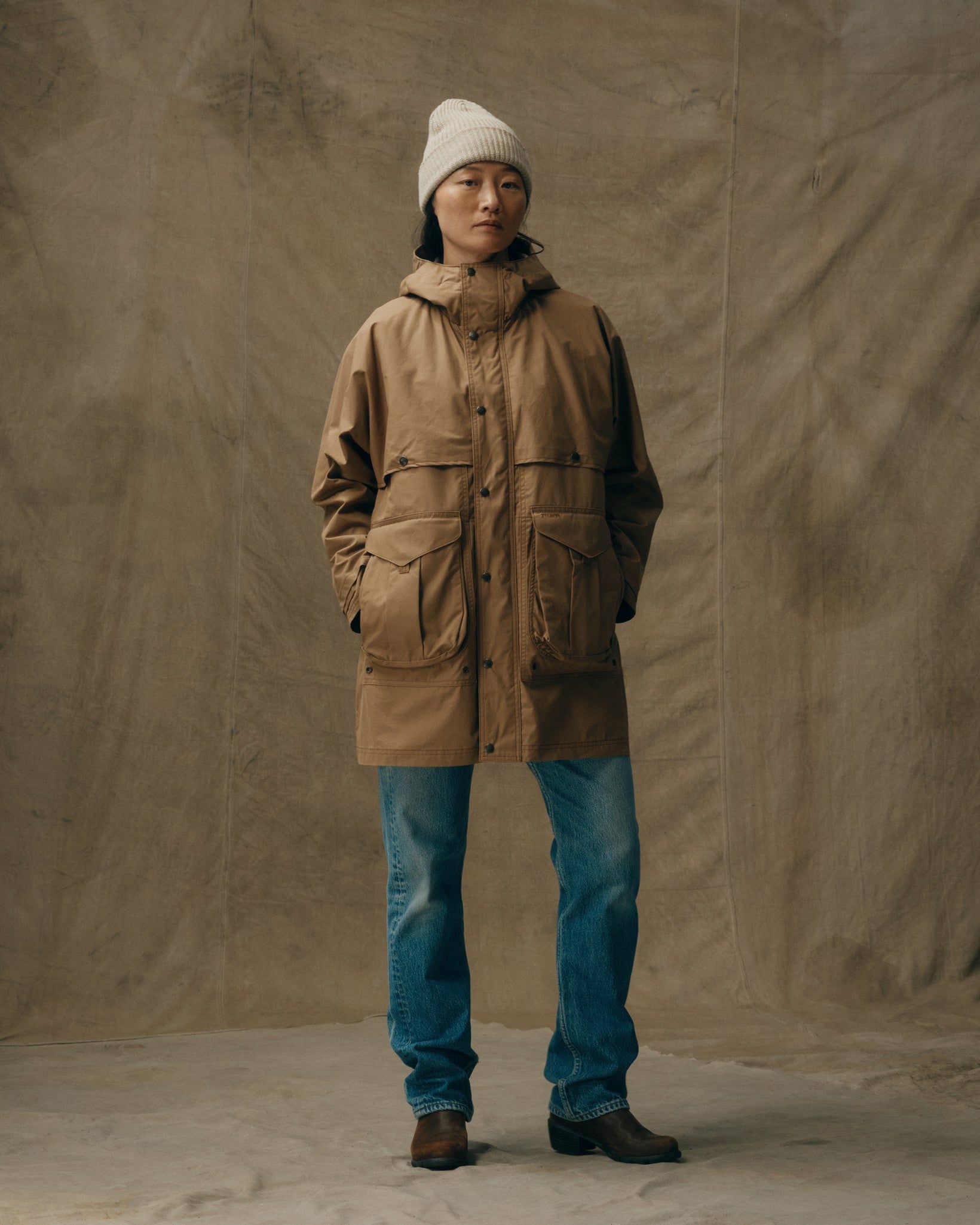 Filson Women Women's Aviator Cloth Long Raincoat