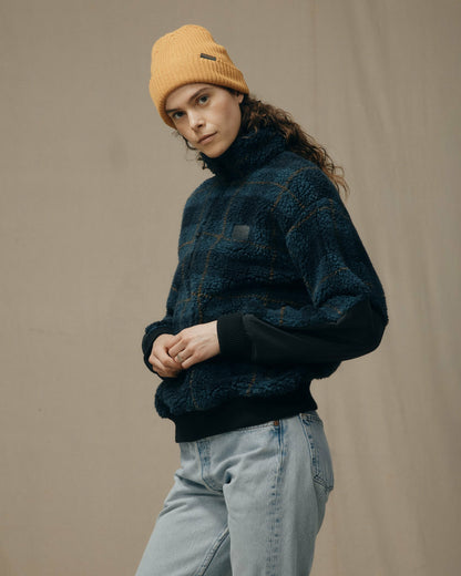 Filson Women Women's Pile Fleece Popover - Blue / Black Plaid