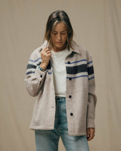 Filson Women Women's Wool Overshirt - Gray / Black Blanket Stripe