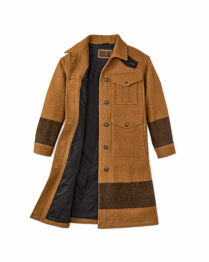 Filson Women Women's Wool Long Cruiser Coat - Whiskey / Black Stripe