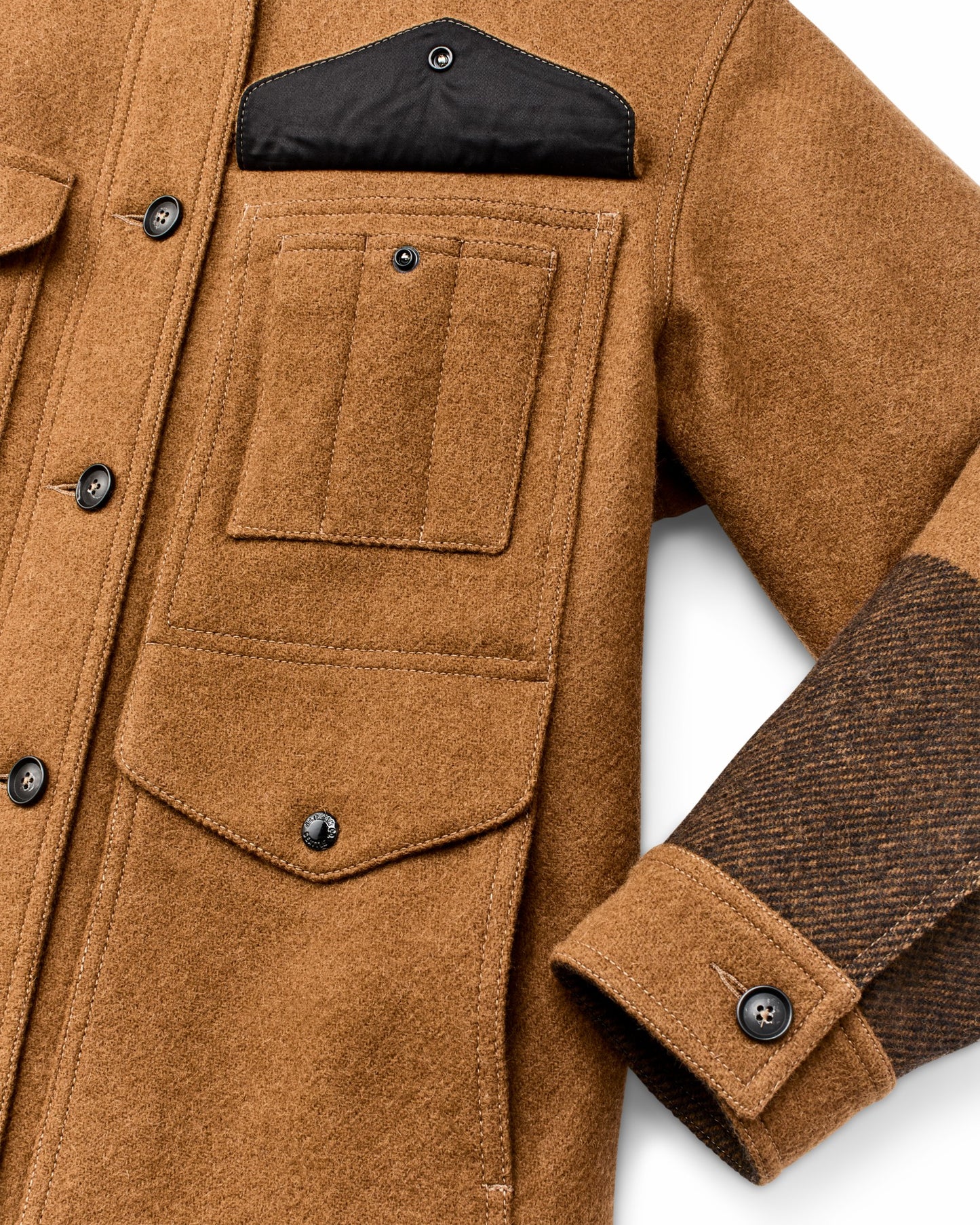Filson Women Women's Wool Long Cruiser Coat - Whiskey / Black Stripe
