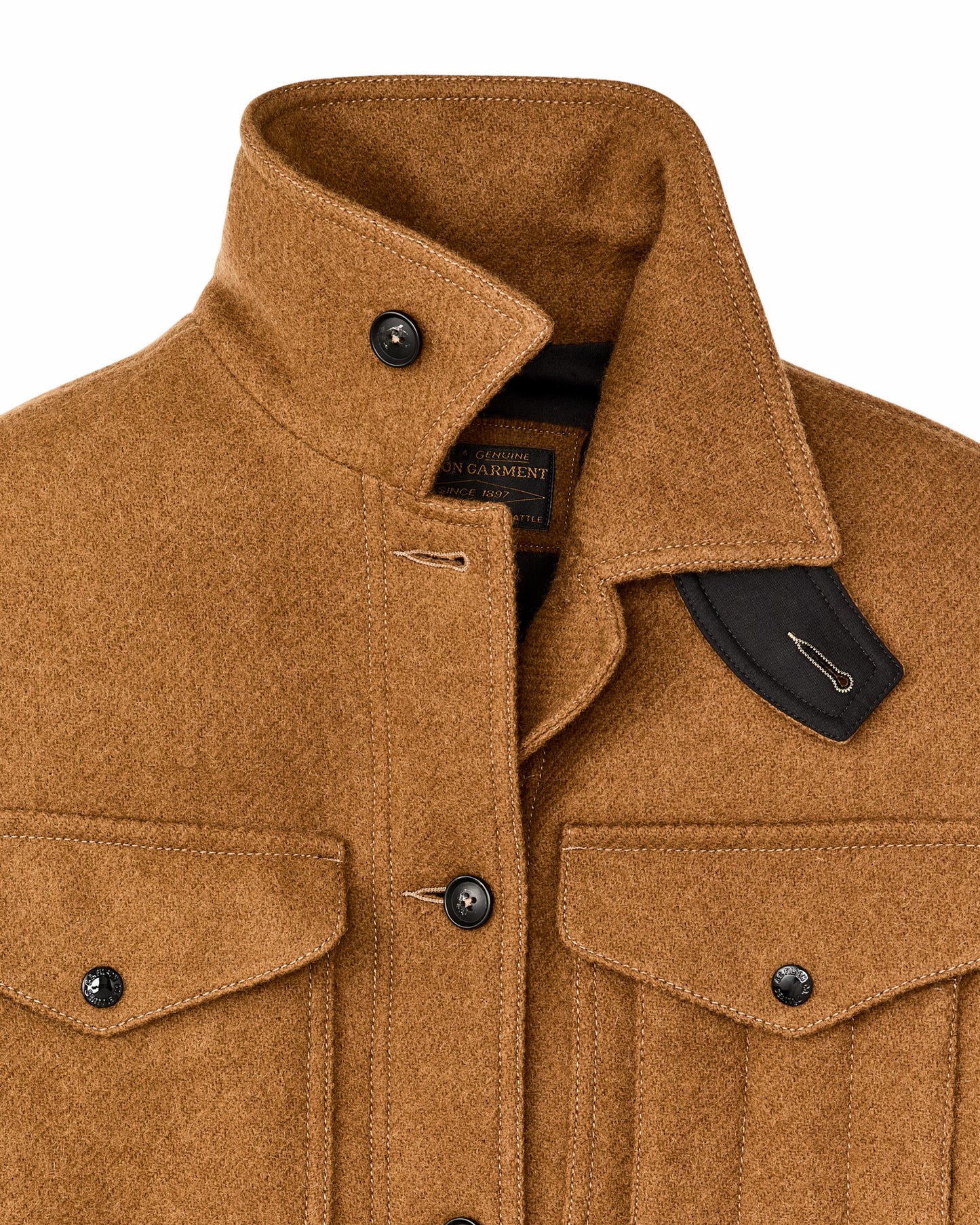 Filson Women Women's Wool Long Cruiser Coat - Whiskey / Black Stripe