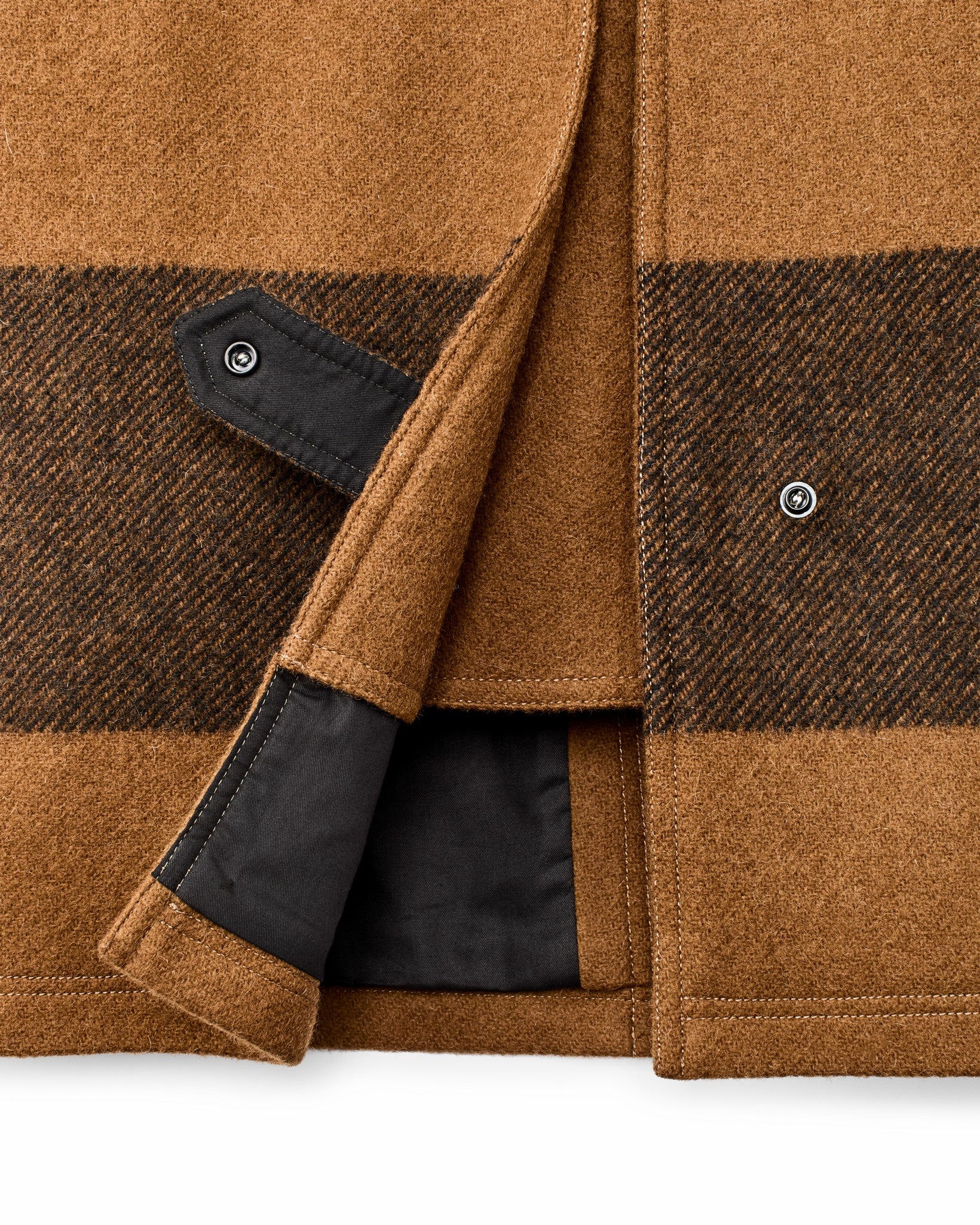 Filson Women Women's Wool Long Cruiser Coat - Whiskey / Black Stripe