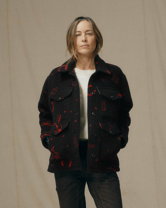 Filson Women Women's Jacquard Wool Cruiser Jacket - Black / Red Western