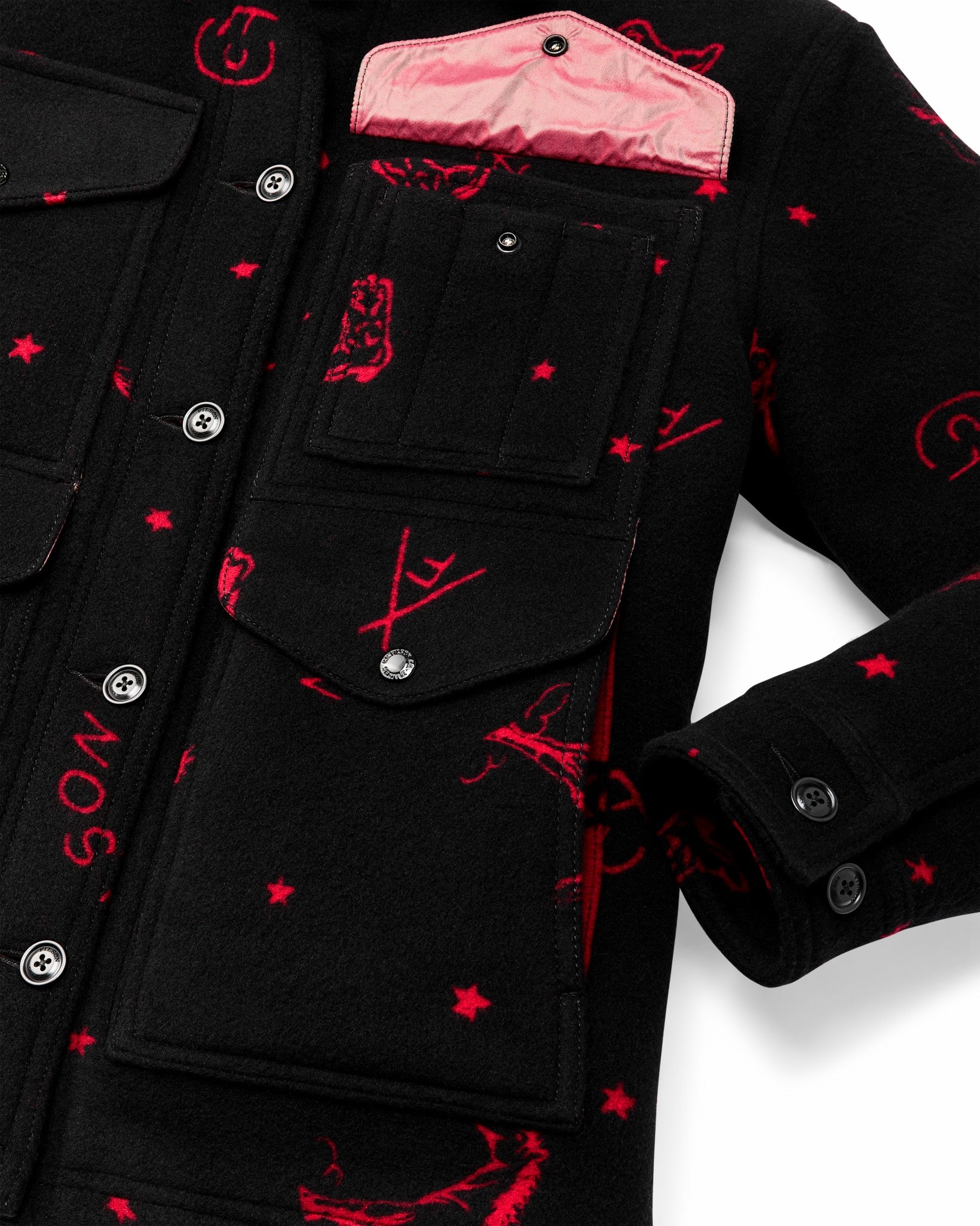 Filson Women Women's Jacquard Wool Cruiser Jacket - Black / Red Western