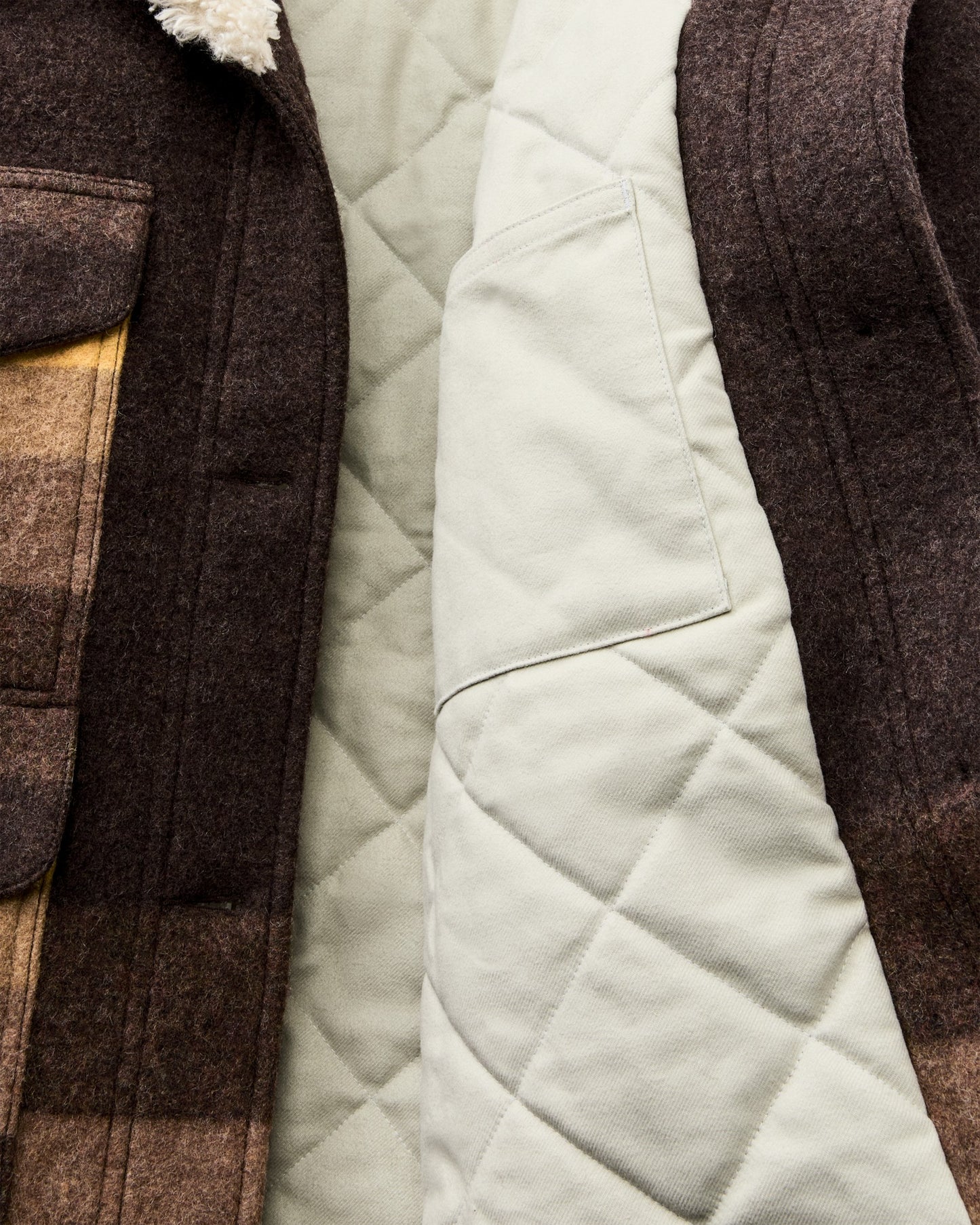 Filson Women Women's Kodiak Shawl Collar Coat - Brown / Yellow Stripe