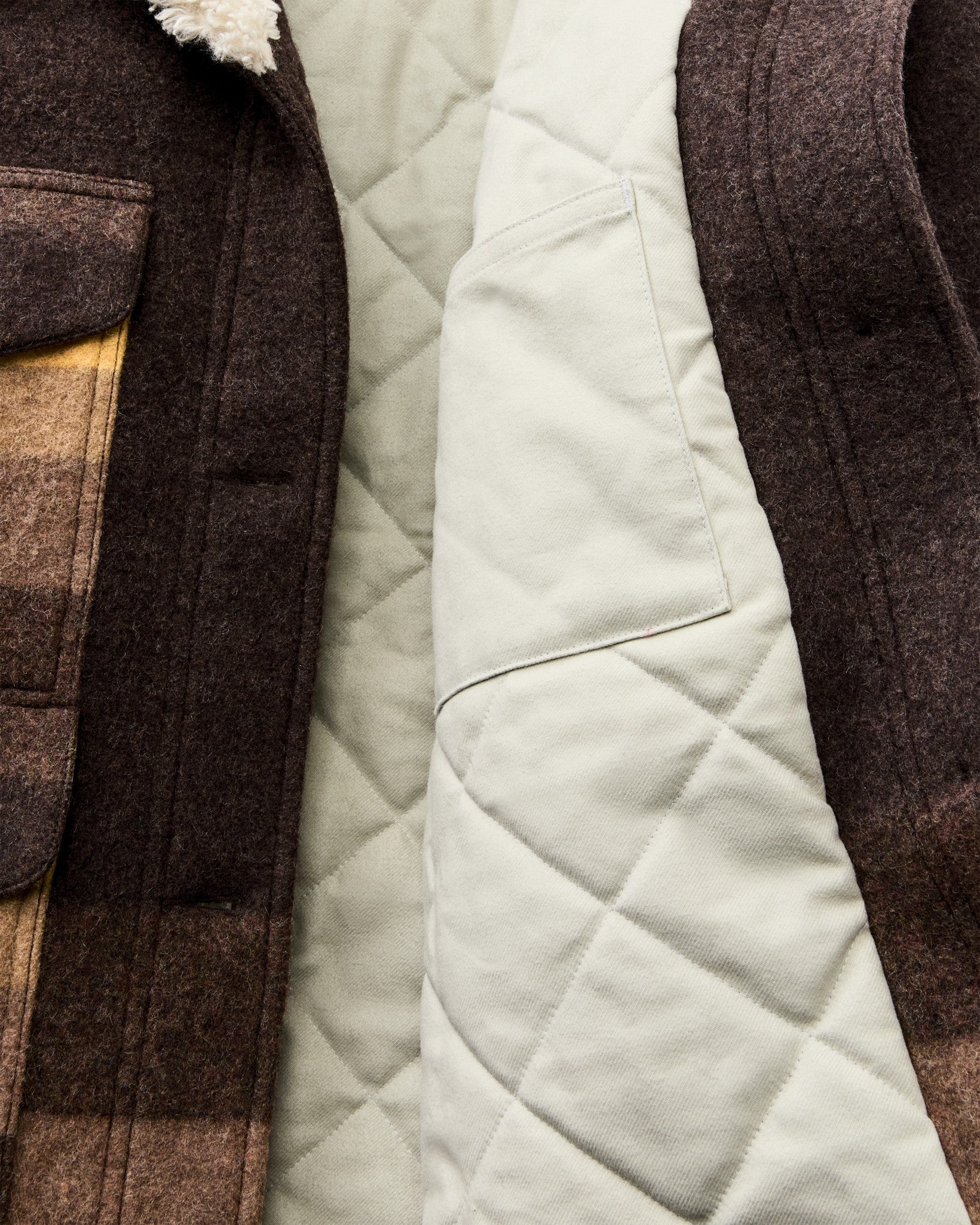 Filson Women Women's Kodiak Shawl Collar Coat - Brown / Yellow Stripe