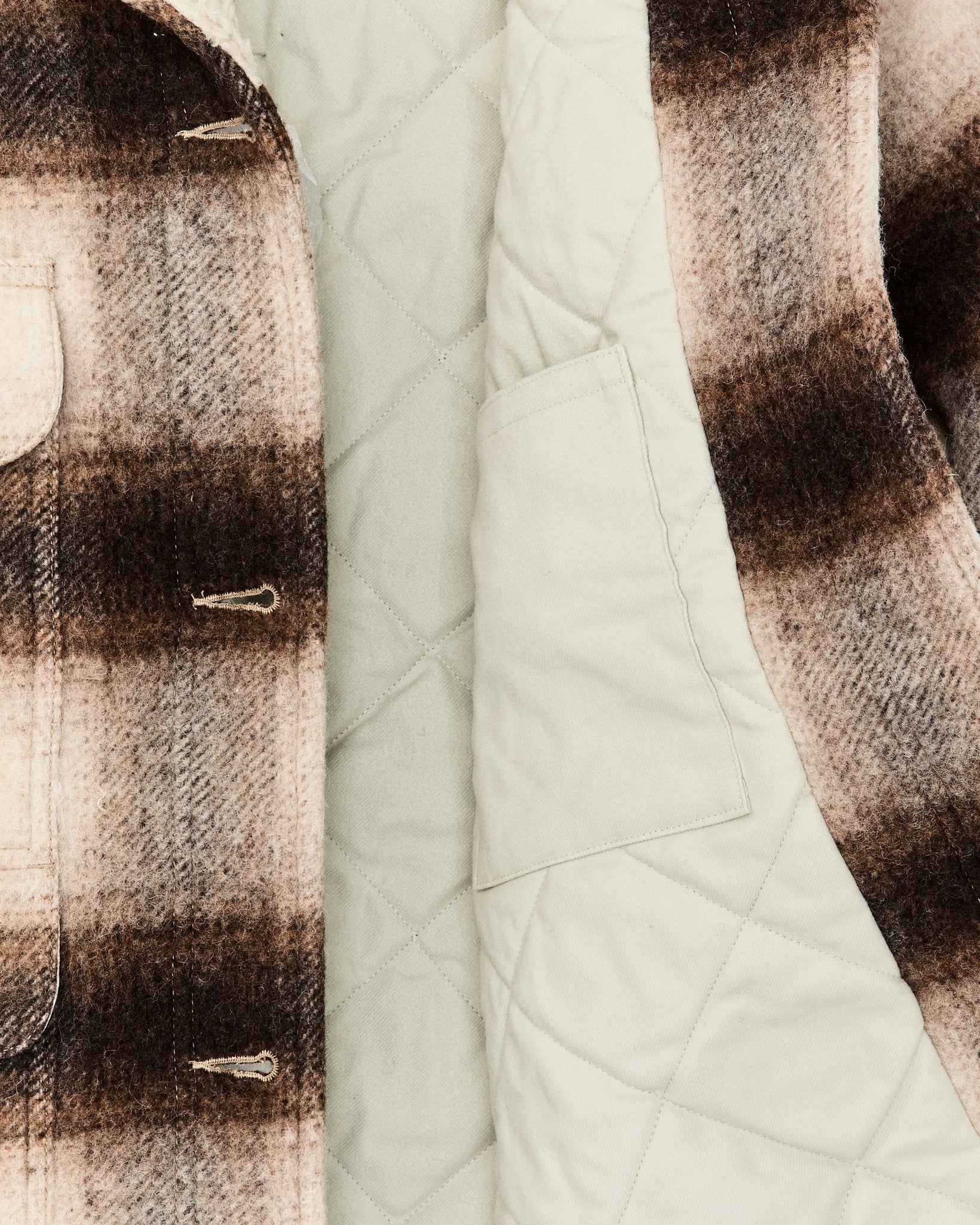 Filson Women Women's Kodiak Shawl Collar Coat - Cream / Brown Shadow Plaid