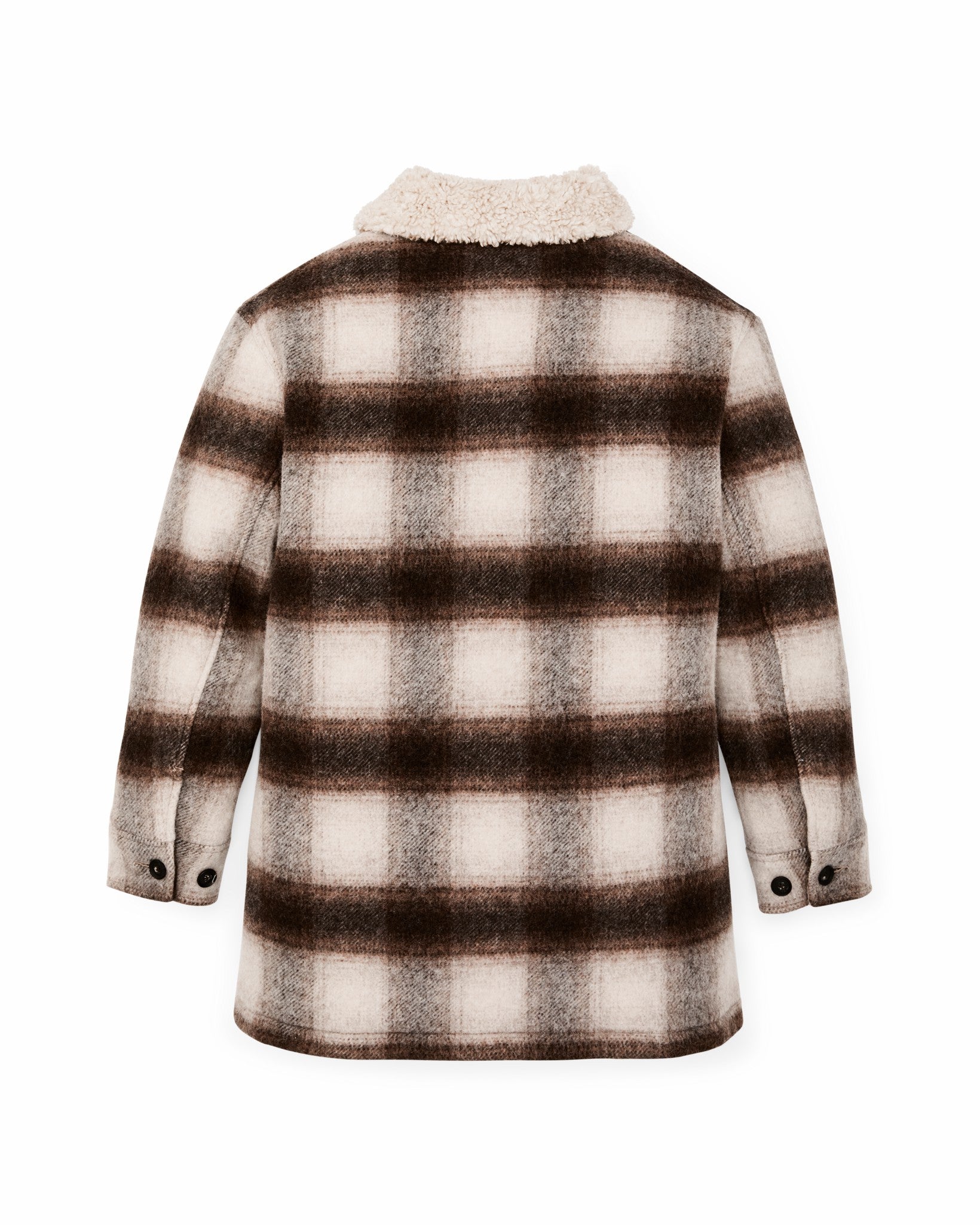 Filson Women Women's Kodiak Shawl Collar Coat - Cream / Brown Shadow Plaid