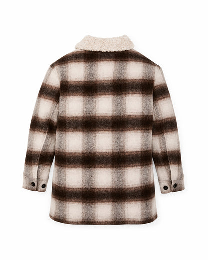 Filson Women Women's Kodiak Shawl Collar Coat - Cream / Brown Shadow Plaid
