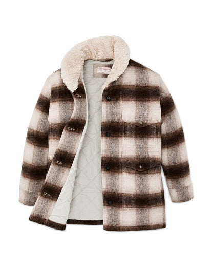 Filson Women Women's Kodiak Shawl Collar Coat - Cream / Brown Shadow Plaid