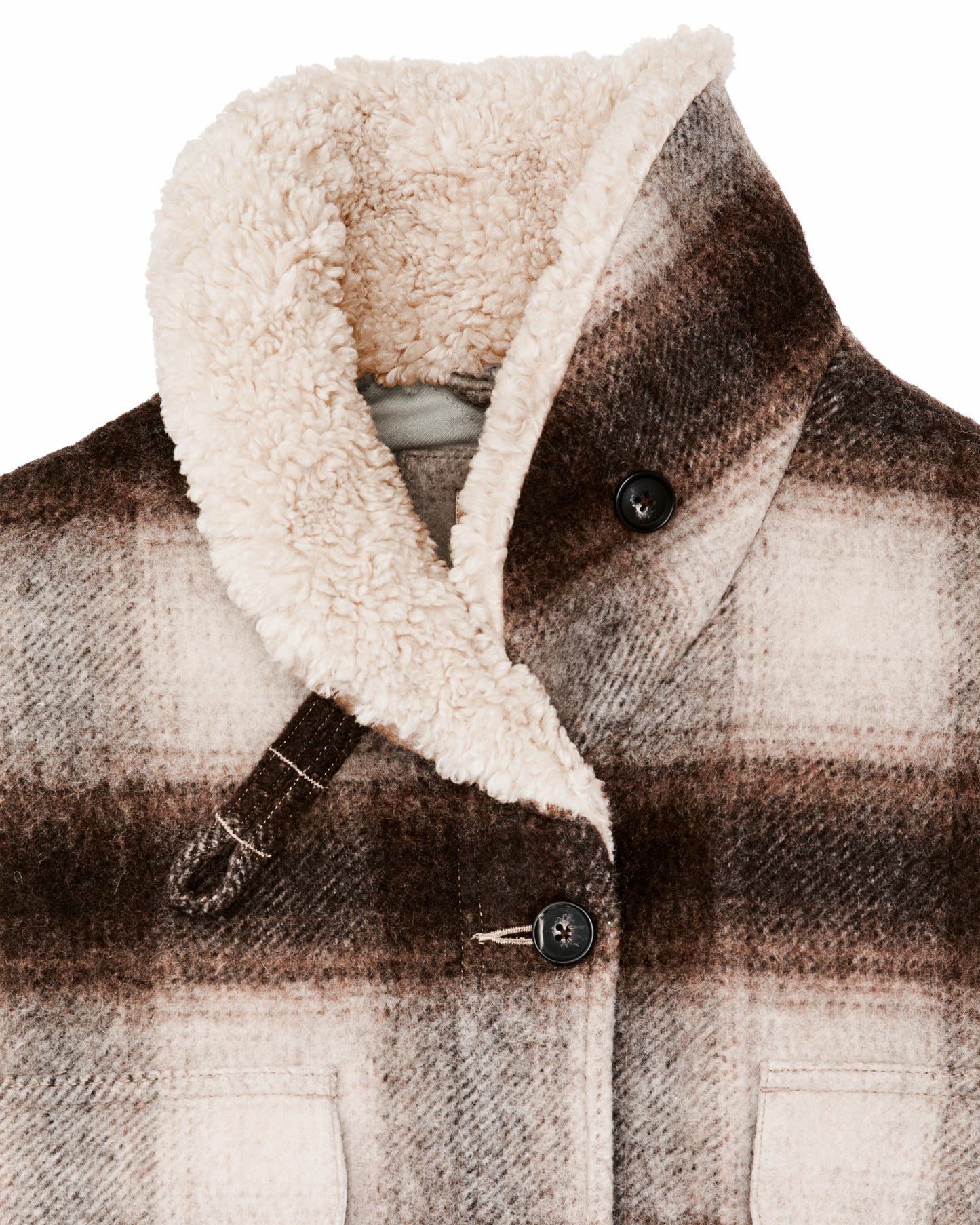 Filson Women Women's Kodiak Shawl Collar Coat - Cream / Brown Shadow Plaid
