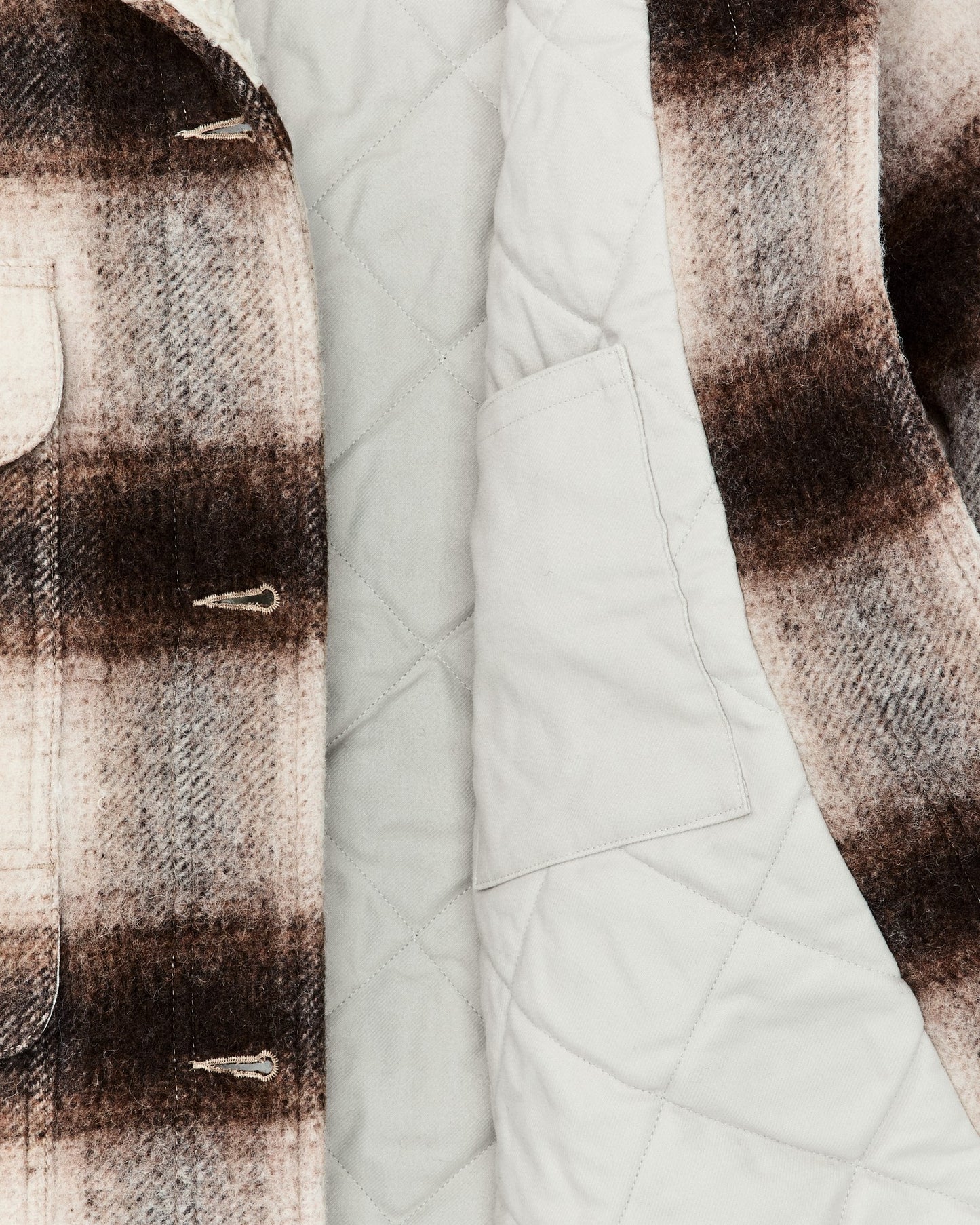 Filson Women Women's Kodiak Shawl Collar Coat - Cream / Brown Shadow Plaid