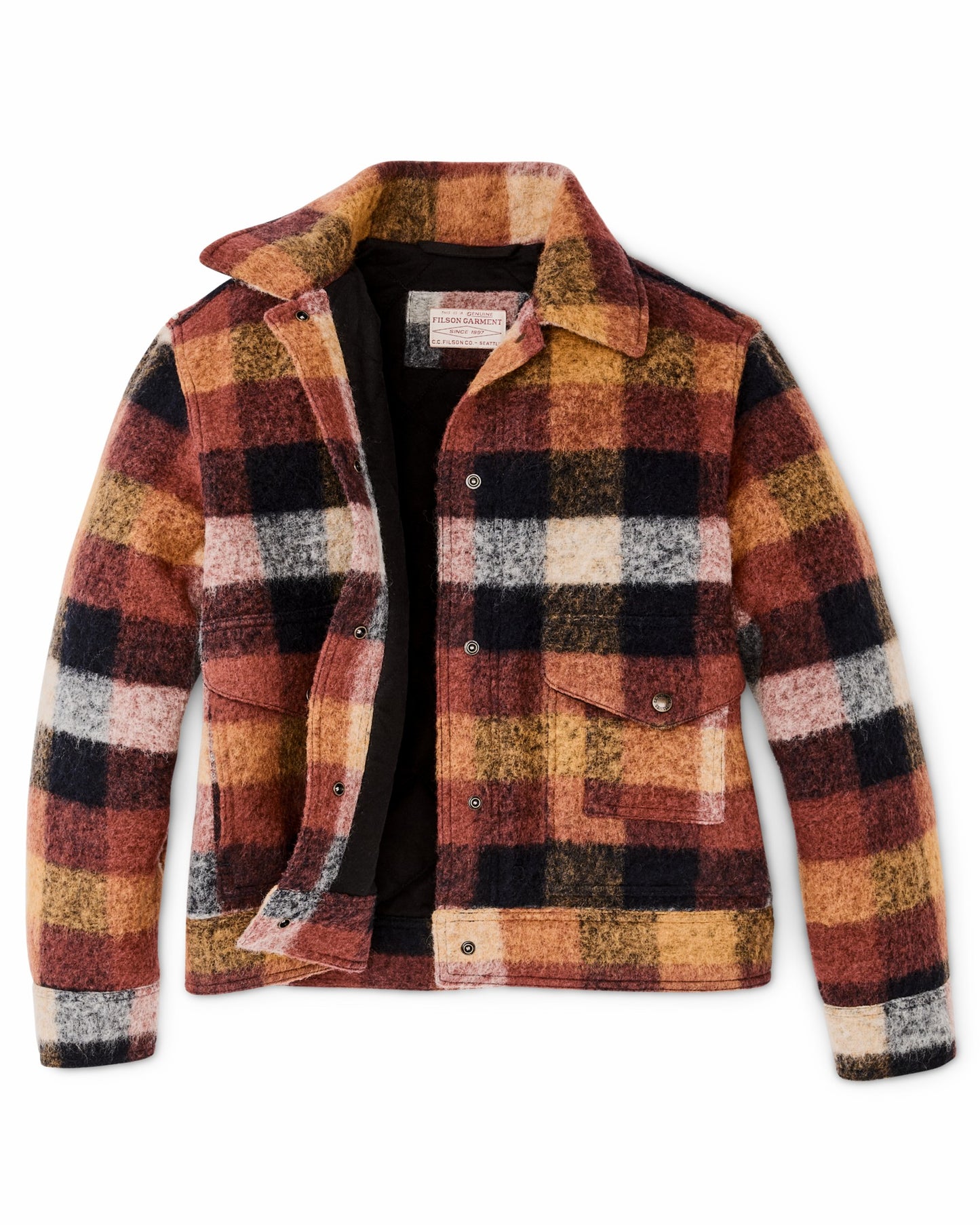 Filson Women Women's Blanket Wool Heritage Jacket - Red / Orange / Black Plaid