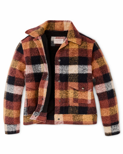 Filson Women Women's Blanket Wool Heritage Jacket - Red / Orange / Black Plaid