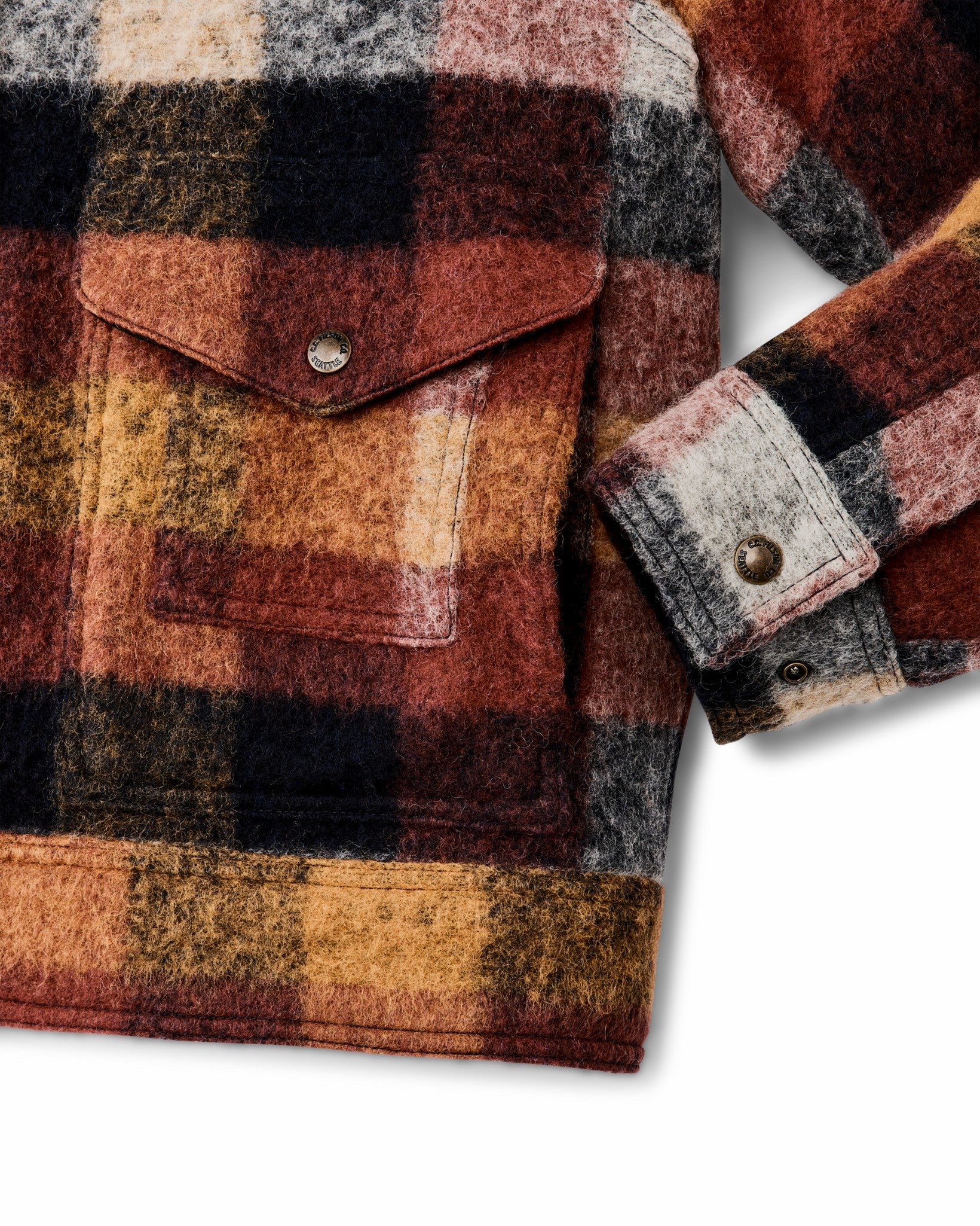Filson Women Women's Blanket Wool Heritage Jacket - Red / Orange / Black Plaid