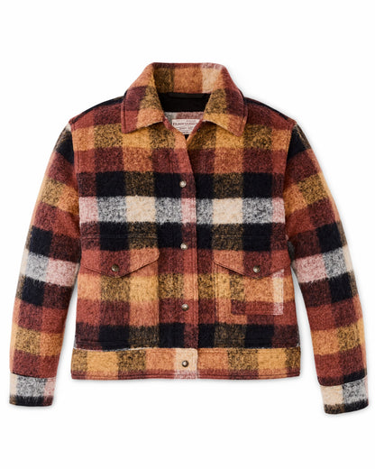 Filson Women Women's Blanket Wool Heritage Jacket - Red / Orange / Black Plaid