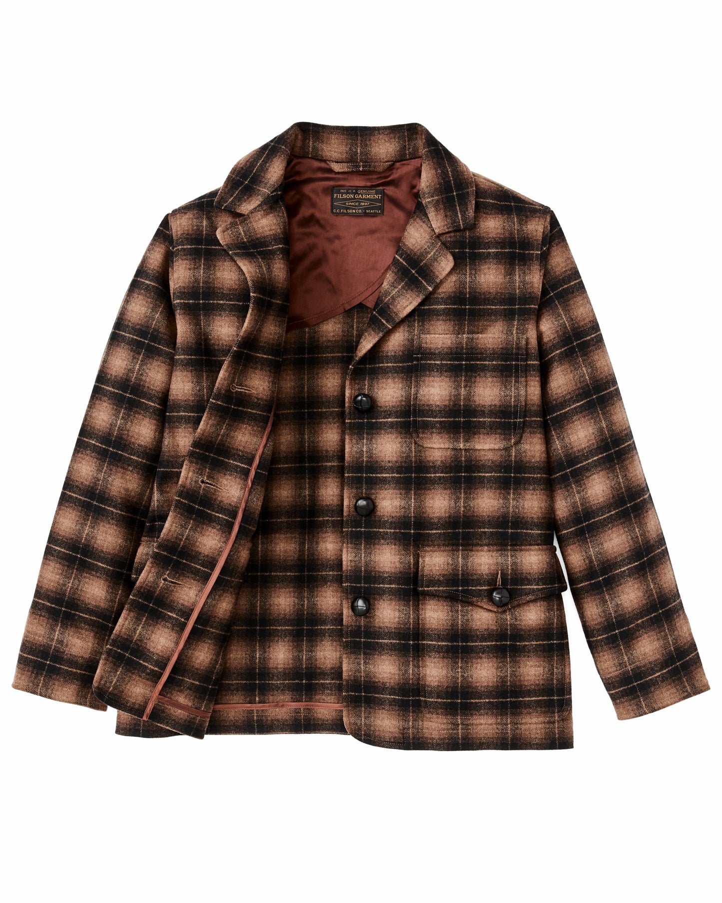 Filson Women Women's Unconstructed Wool Blazer - Bronze Brown Plaid