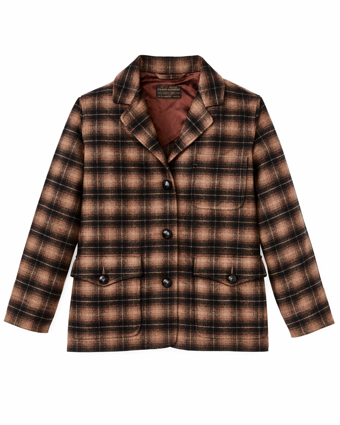 Filson Women Women's Unconstructed Wool Blazer - Bronze Brown Plaid
