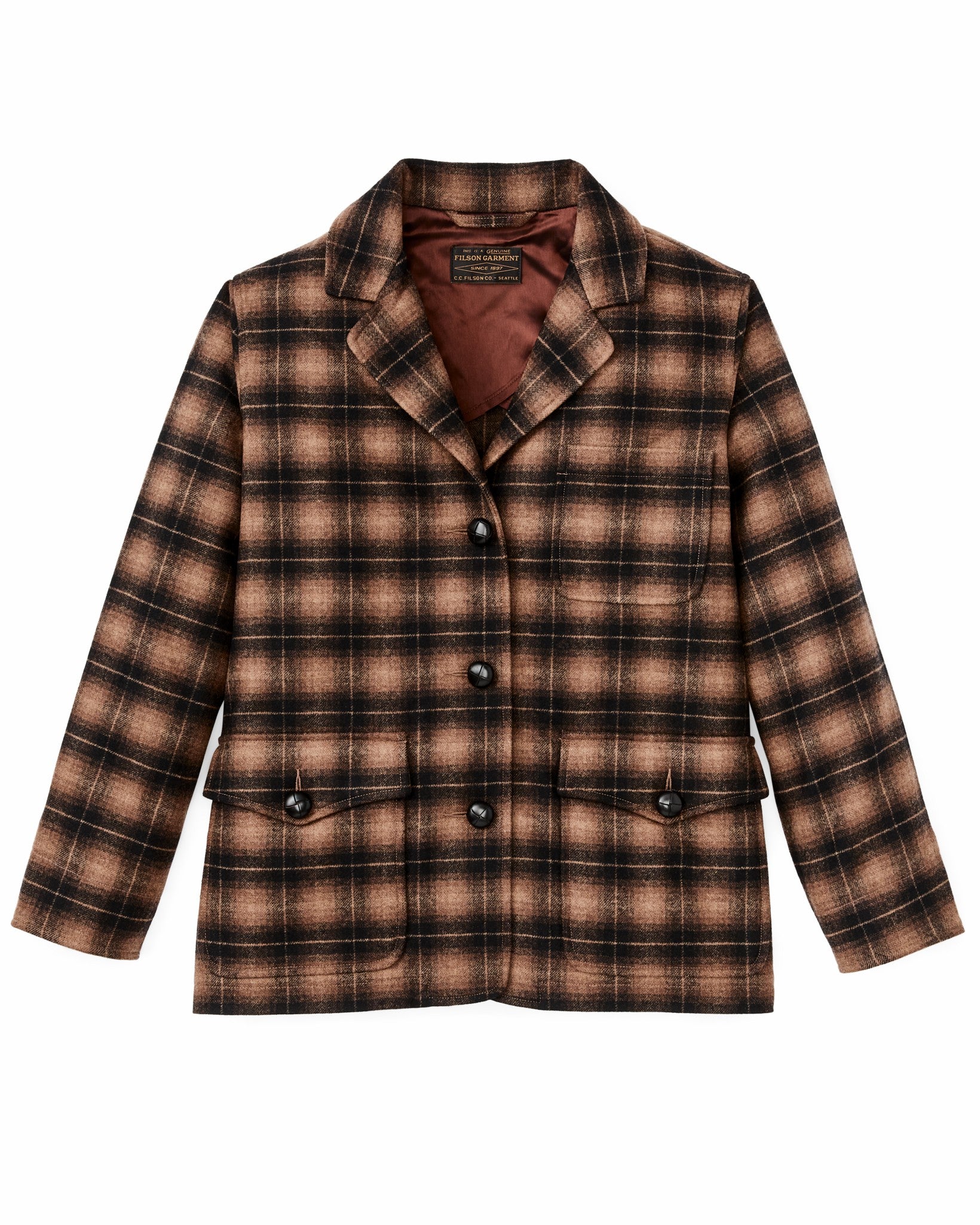 Filson Women Women's Unconstructed Wool Blazer - Bronze Brown Plaid