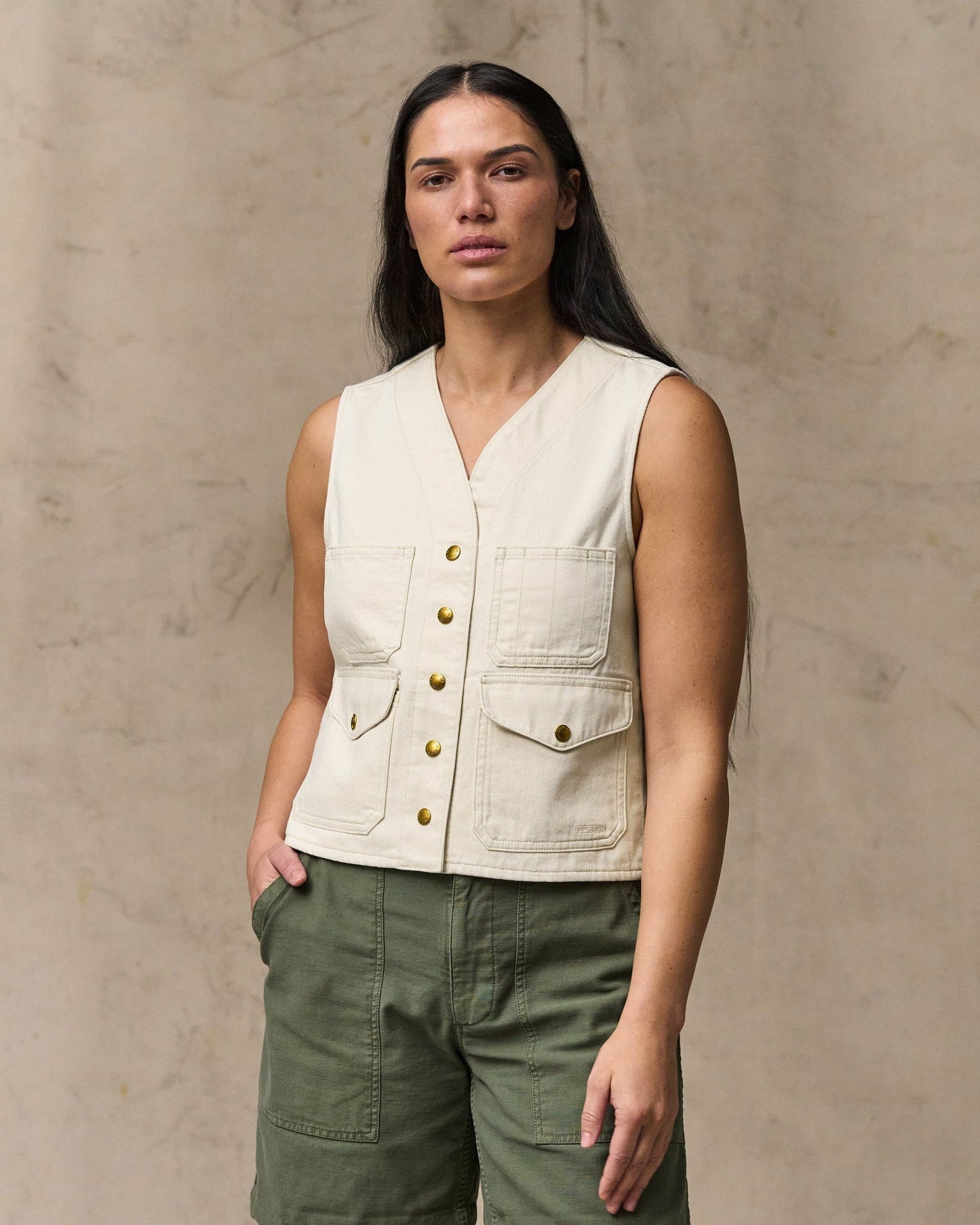 Filson Women Women's Archive Cruiser Vest - Natural Seed