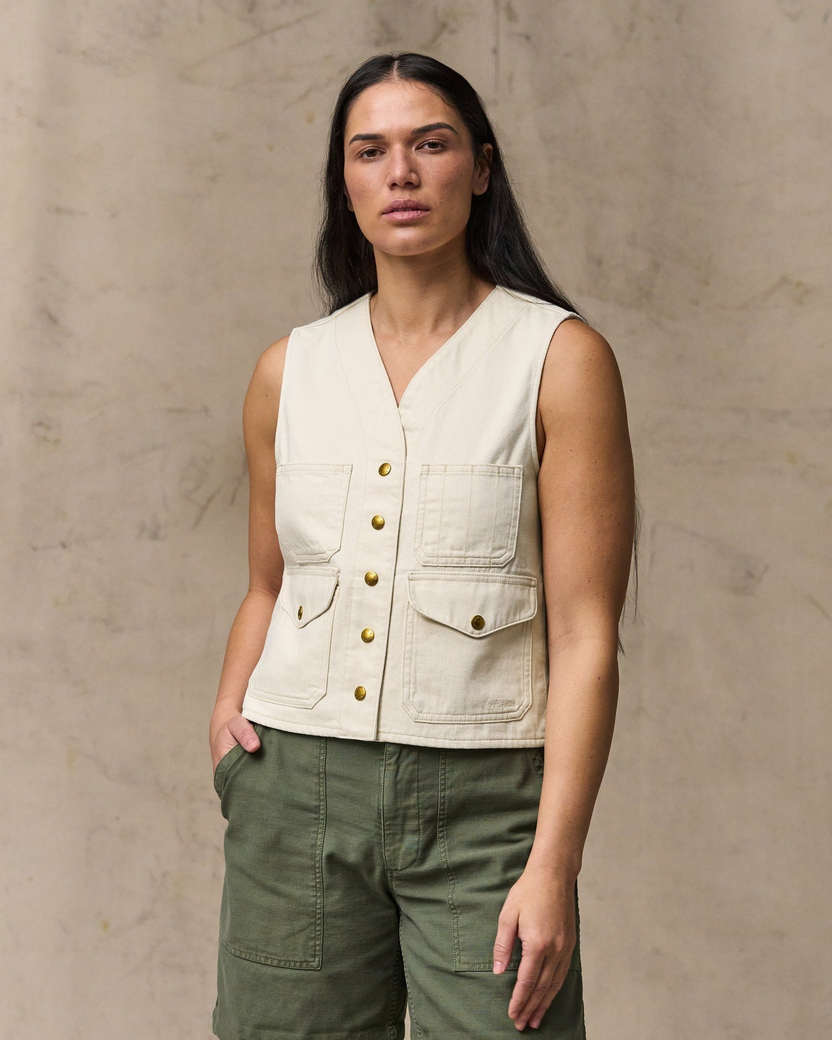 Filson Women Women's Archive Cruiser Vest - Natural Seed