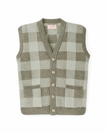 Filson Women Women's Wool Cardigan Vest - Olive Check