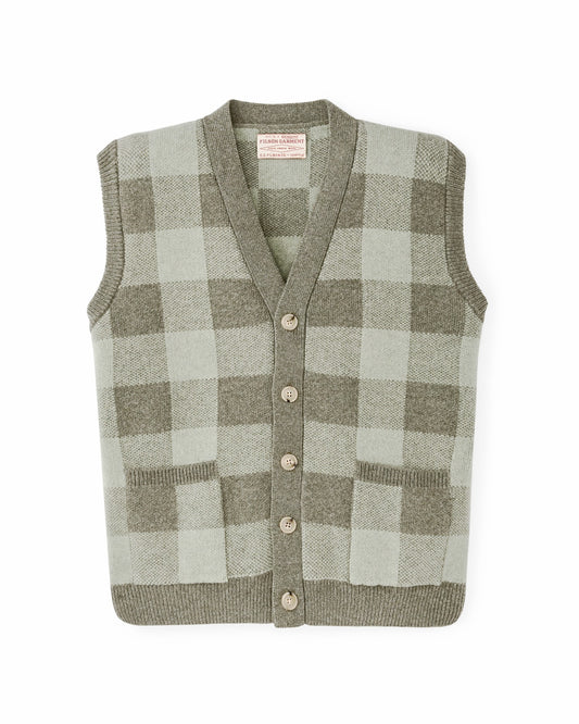 Filson Women Women's Wool Cardigan Vest - Olive Check