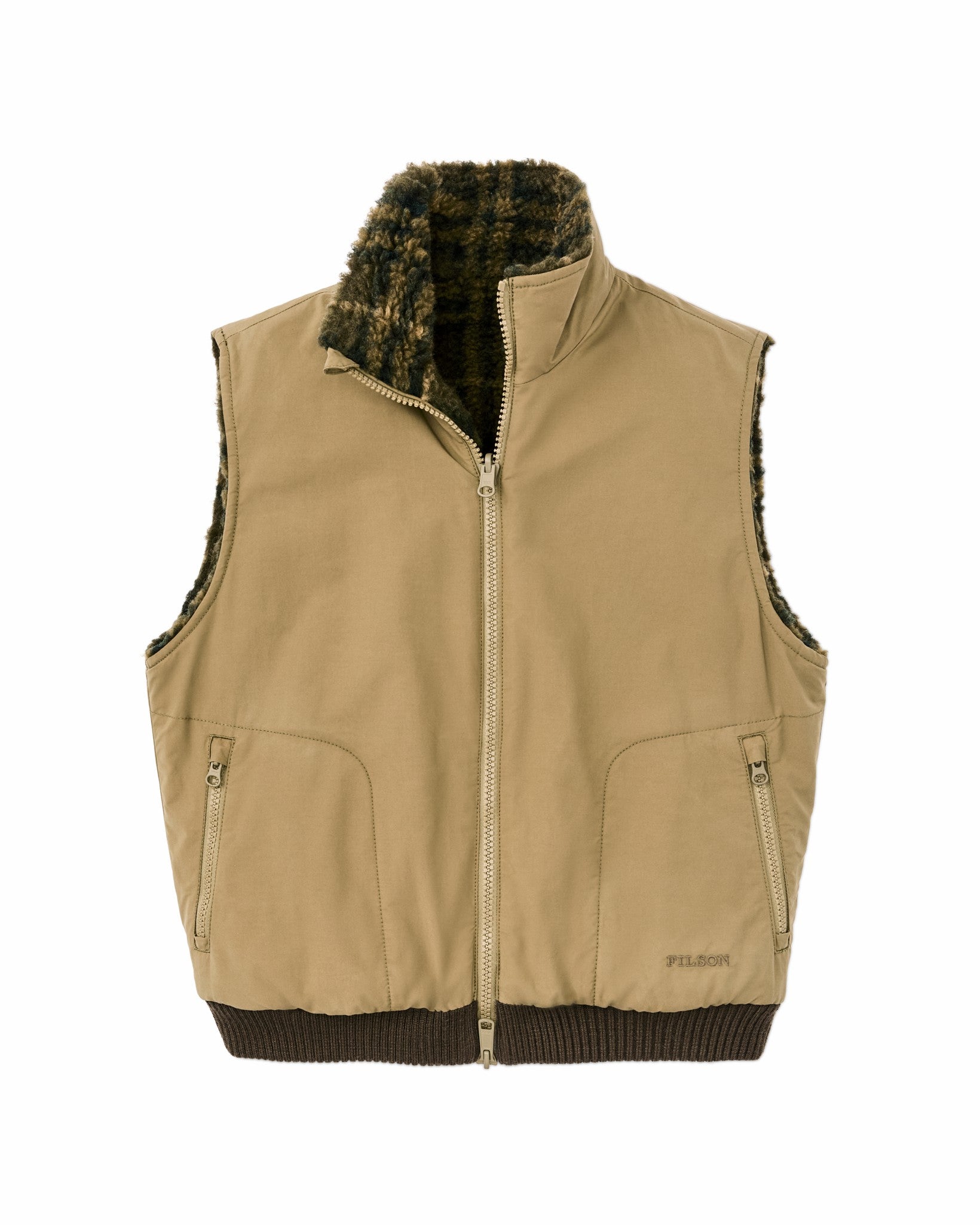 Filson Women Women's Reversible Woolly Fleece Vest - Tan