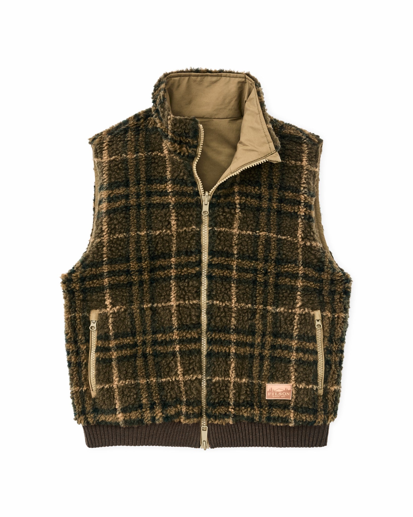 Filson Women Women's Reversible Woolly Fleece Vest - Tan