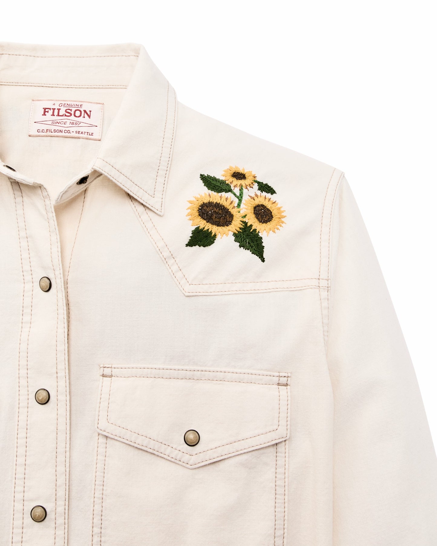 Filson Women Women's Embroidered Western Shirt - Natural Seed
