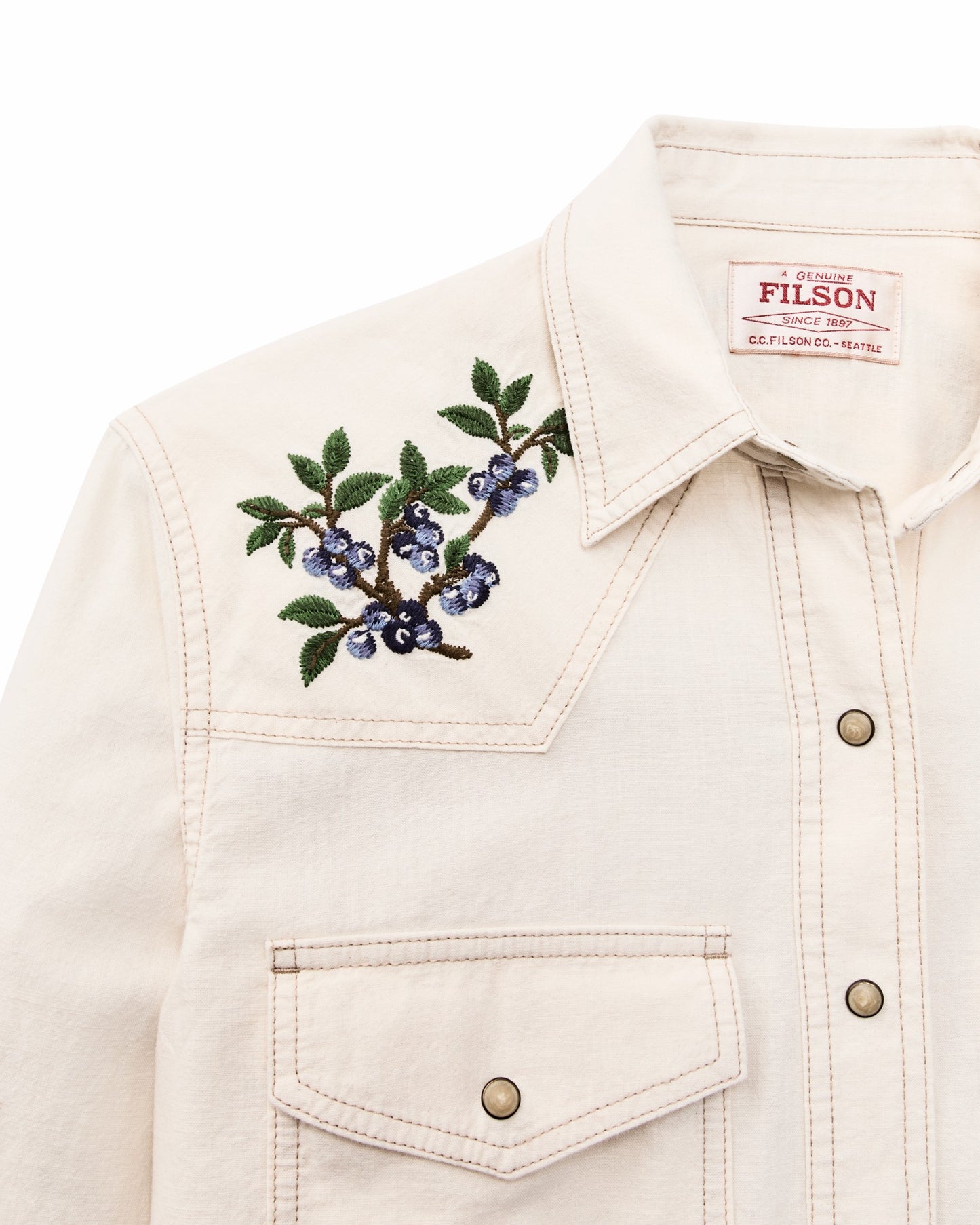 Filson Women Women's Embroidered Western Shirt - Natural Seed