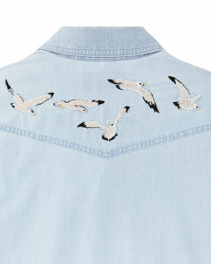Filson Women Women's Embroidered Western Shirt - Light Indigo