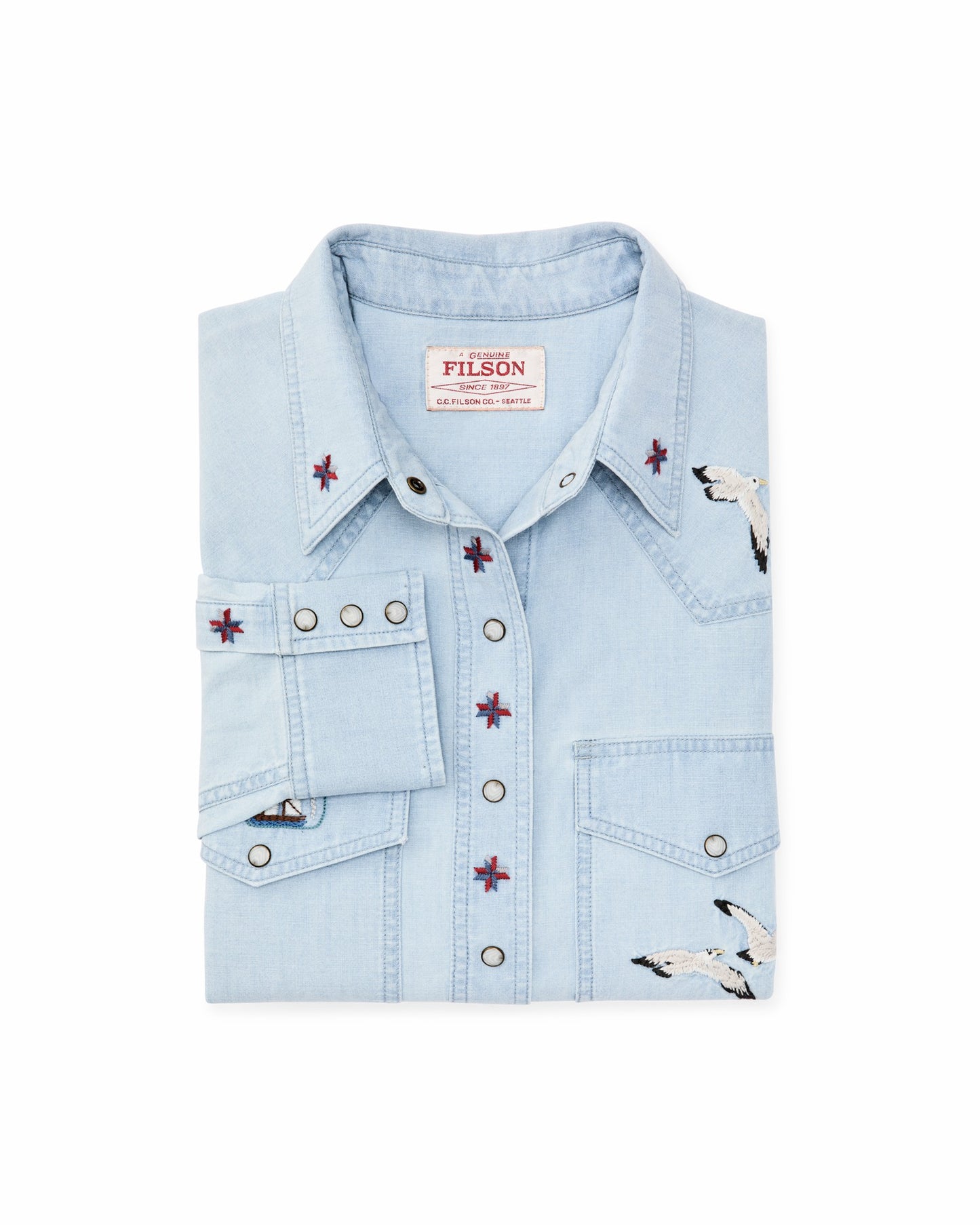 Filson Women Women's Embroidered Western Shirt - Light Indigo