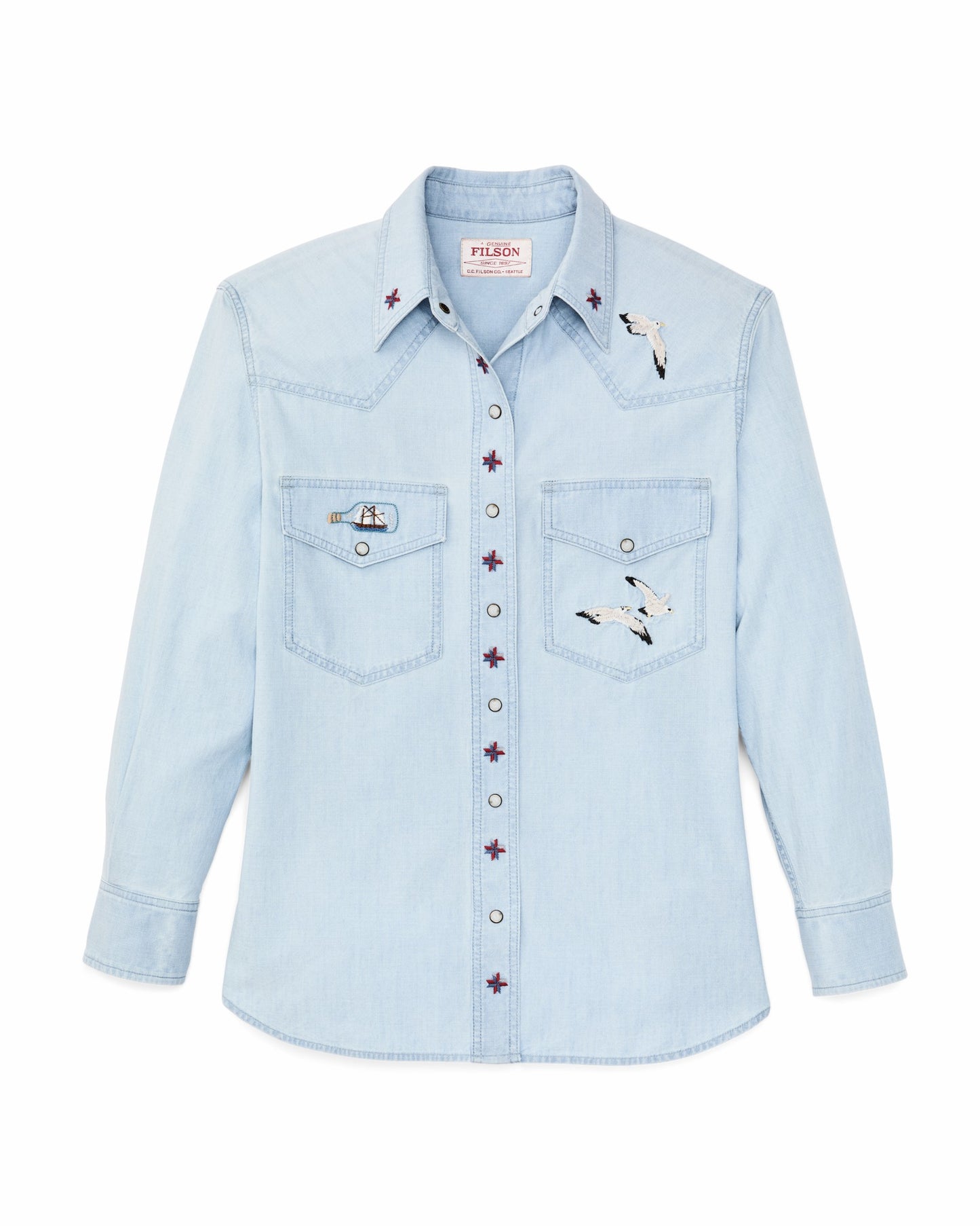 Filson Women Women's Embroidered Western Shirt - Light Indigo