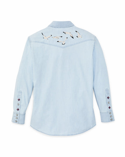 Filson Women Women's Embroidered Western Shirt - Light Indigo